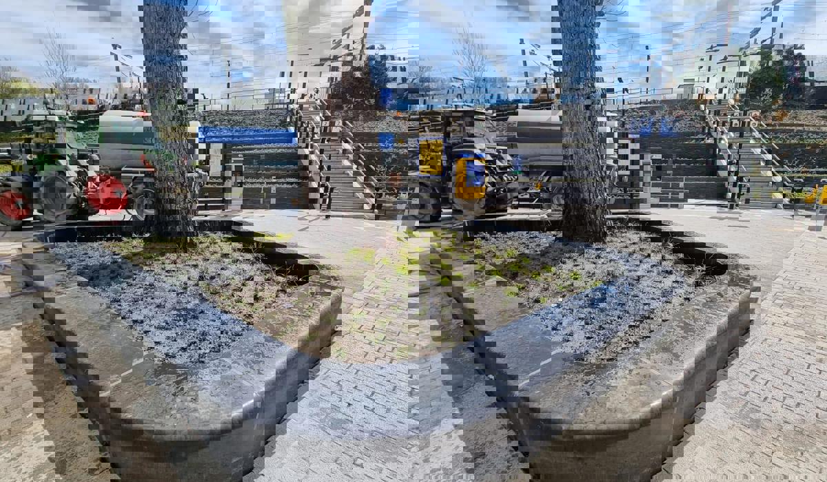 De plantenbakken bij station Rotterdam Noord zijn gevuld.