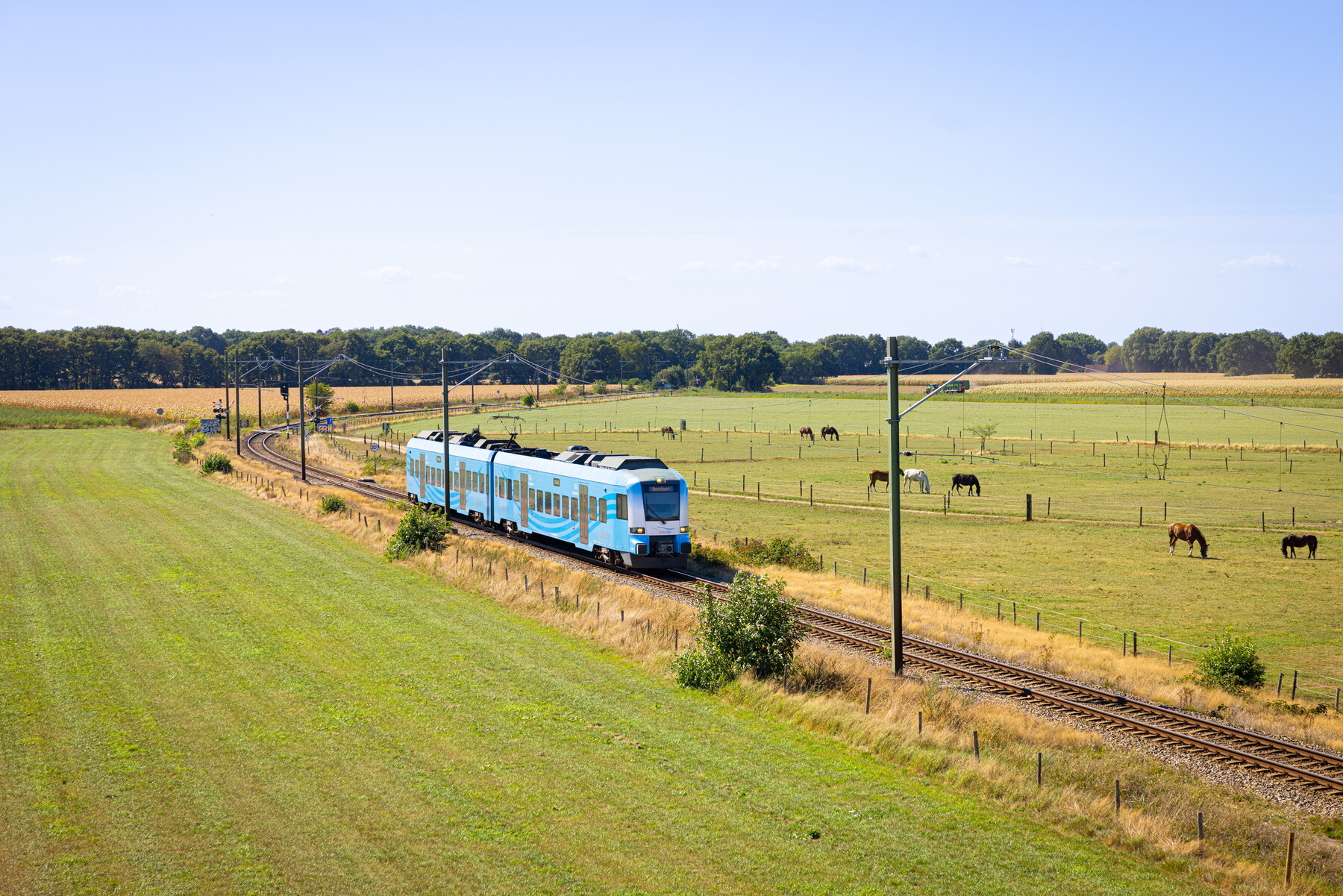 De spoorlijn door het Gelderse landschap