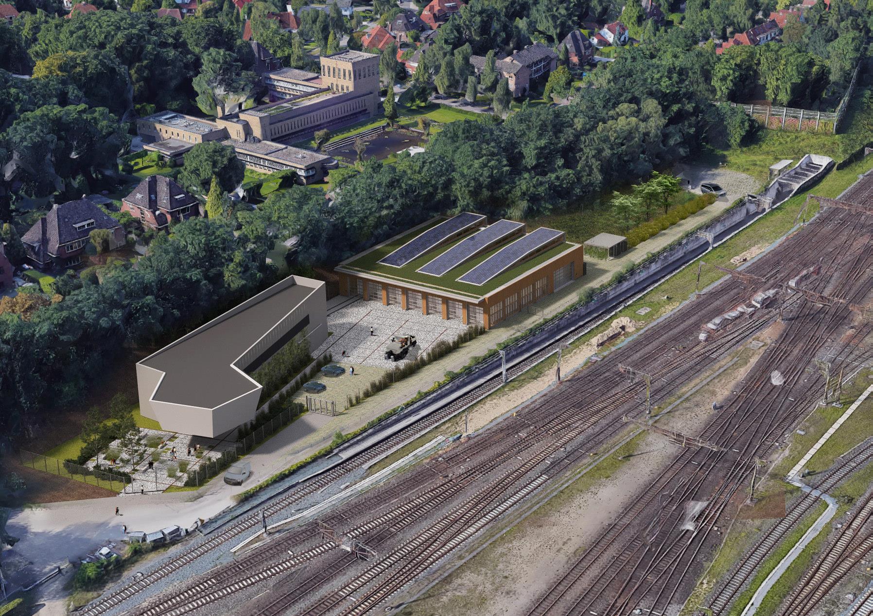 Zoals het moet worden: links de VL-post, rechts de voertuigenstalling.