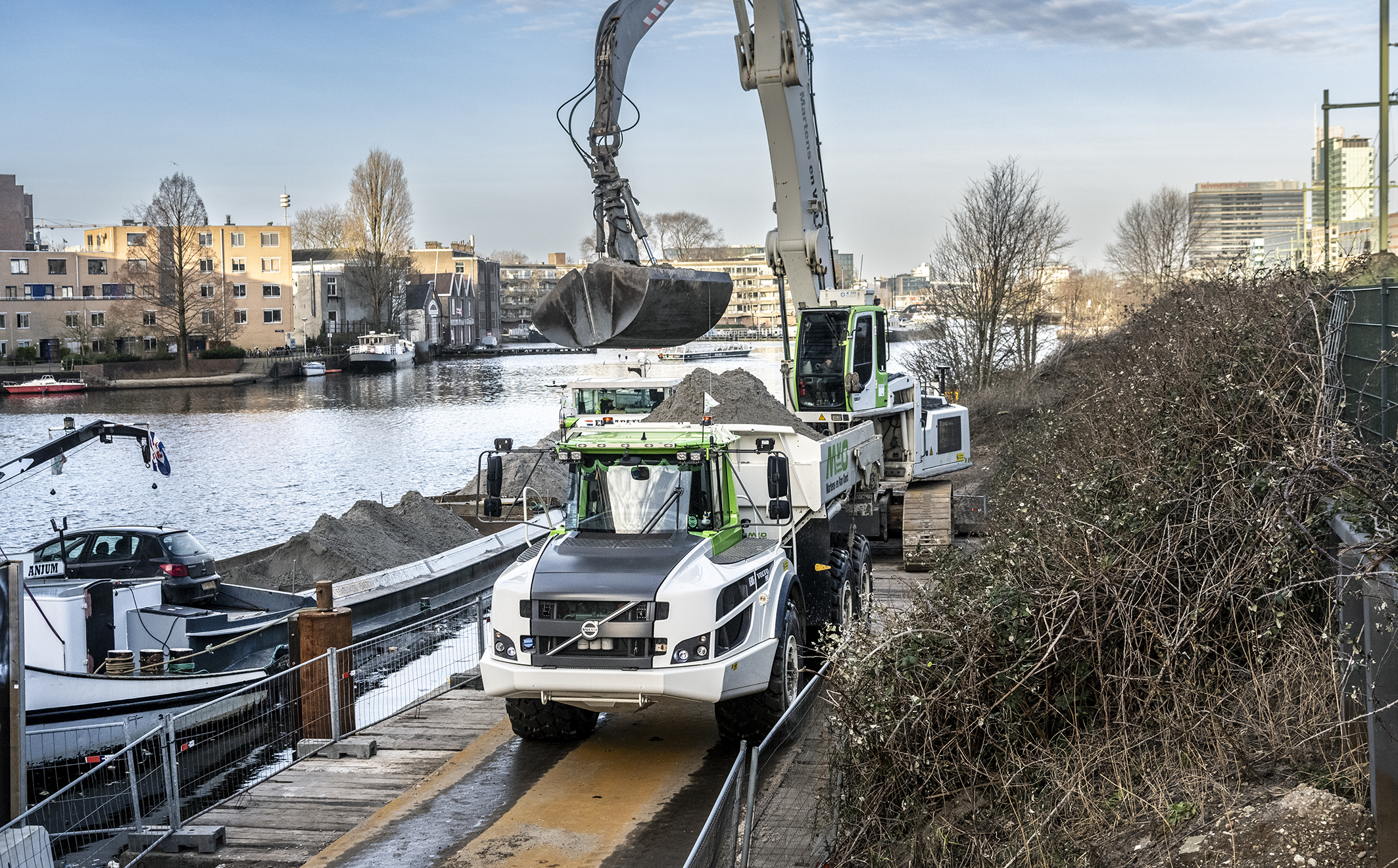 Aanvoer van zand via het water