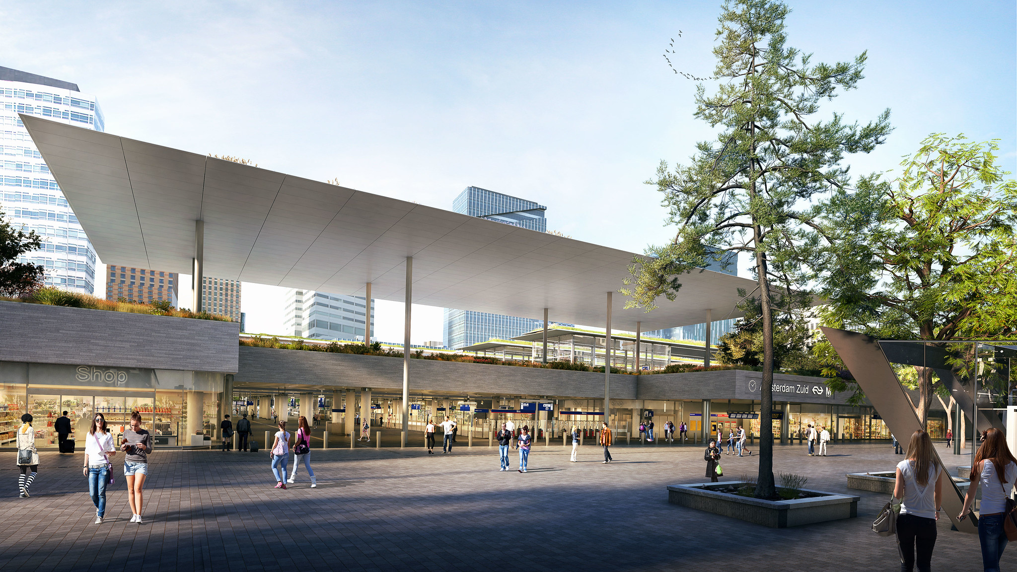 Artist impression van het nieuwe station 