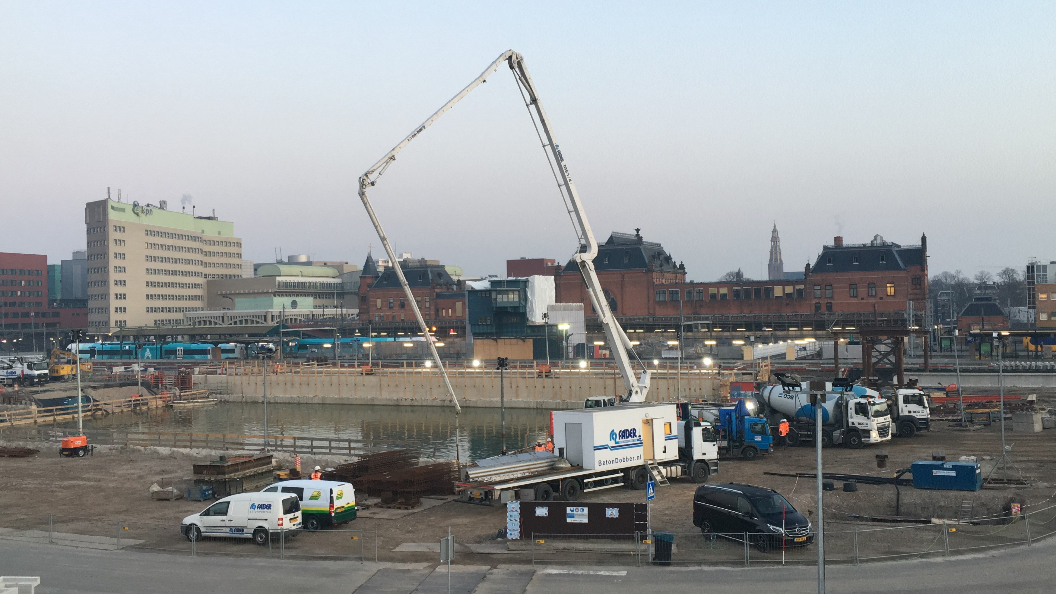 Betonstort vroeg in de ochtend