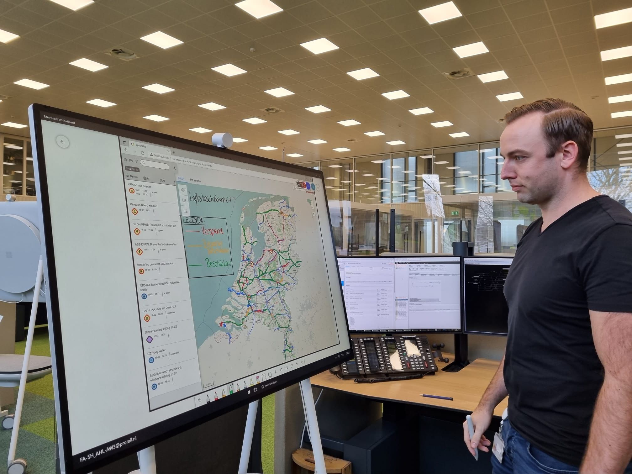 Vanaf het Operationeel Controle Centrum Rail