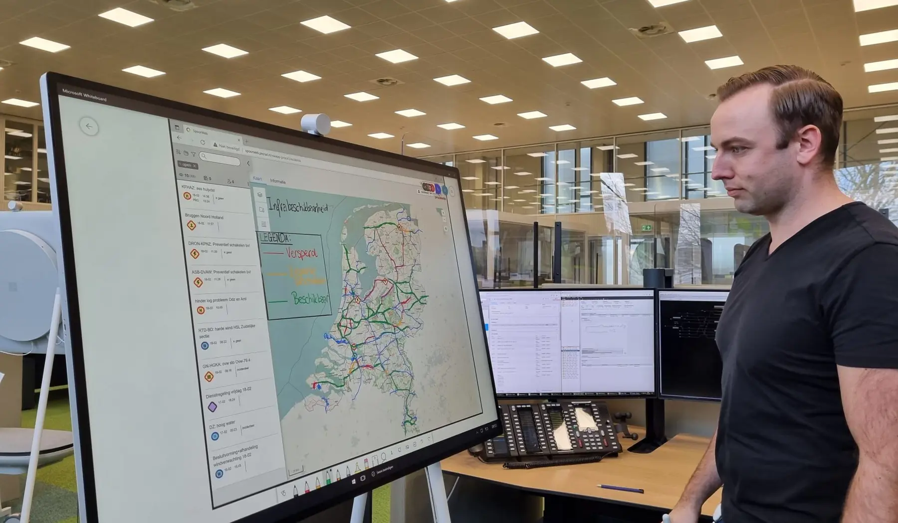Vanaf het Operationeel Controle Centrum Rail