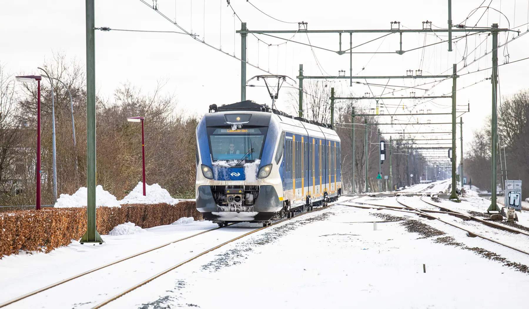 NS-trein in de sneeuw