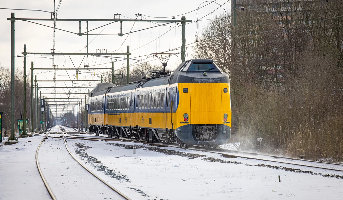 NS-trein in de sneeuw
