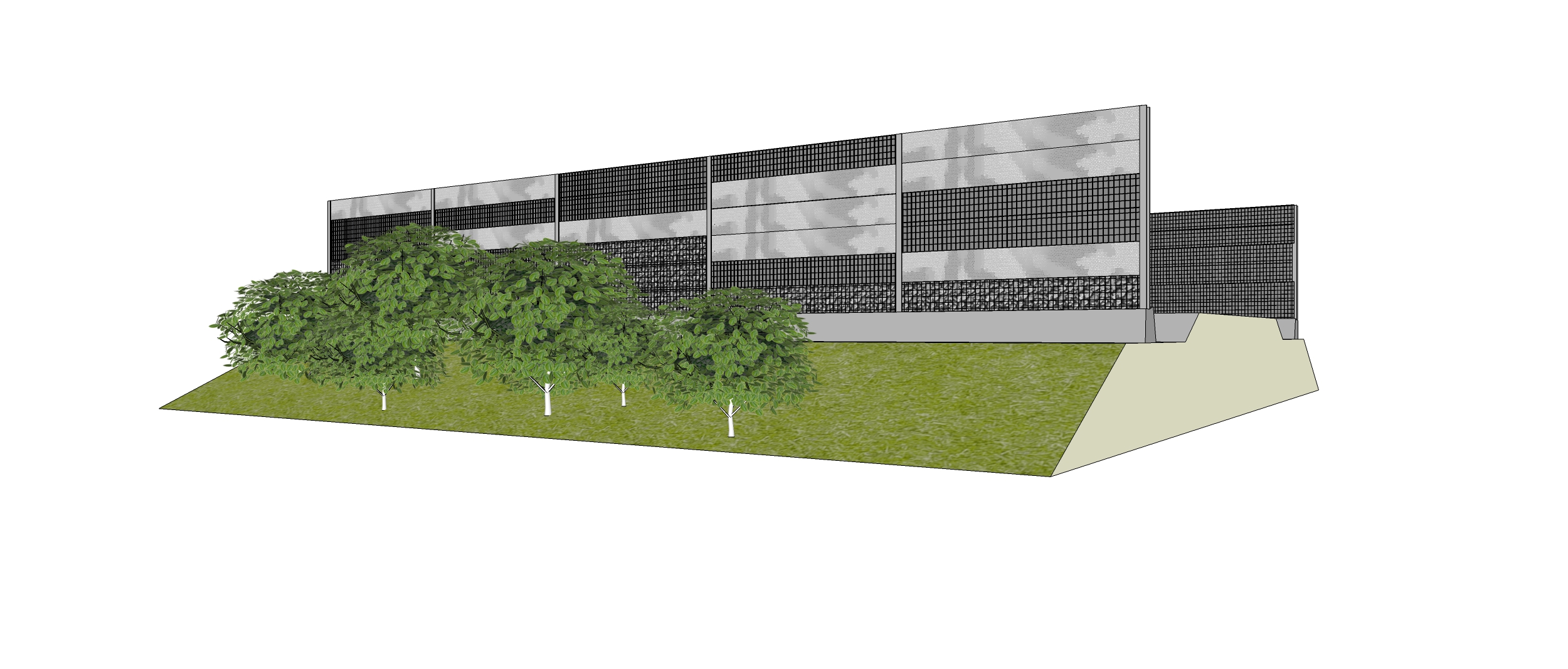 Cassettescherm met mozaïek (mix en struikbeplanting