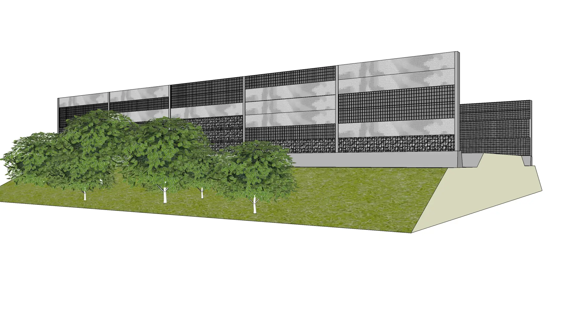 Cassettescherm met mozaïek (mix en struikbeplanting