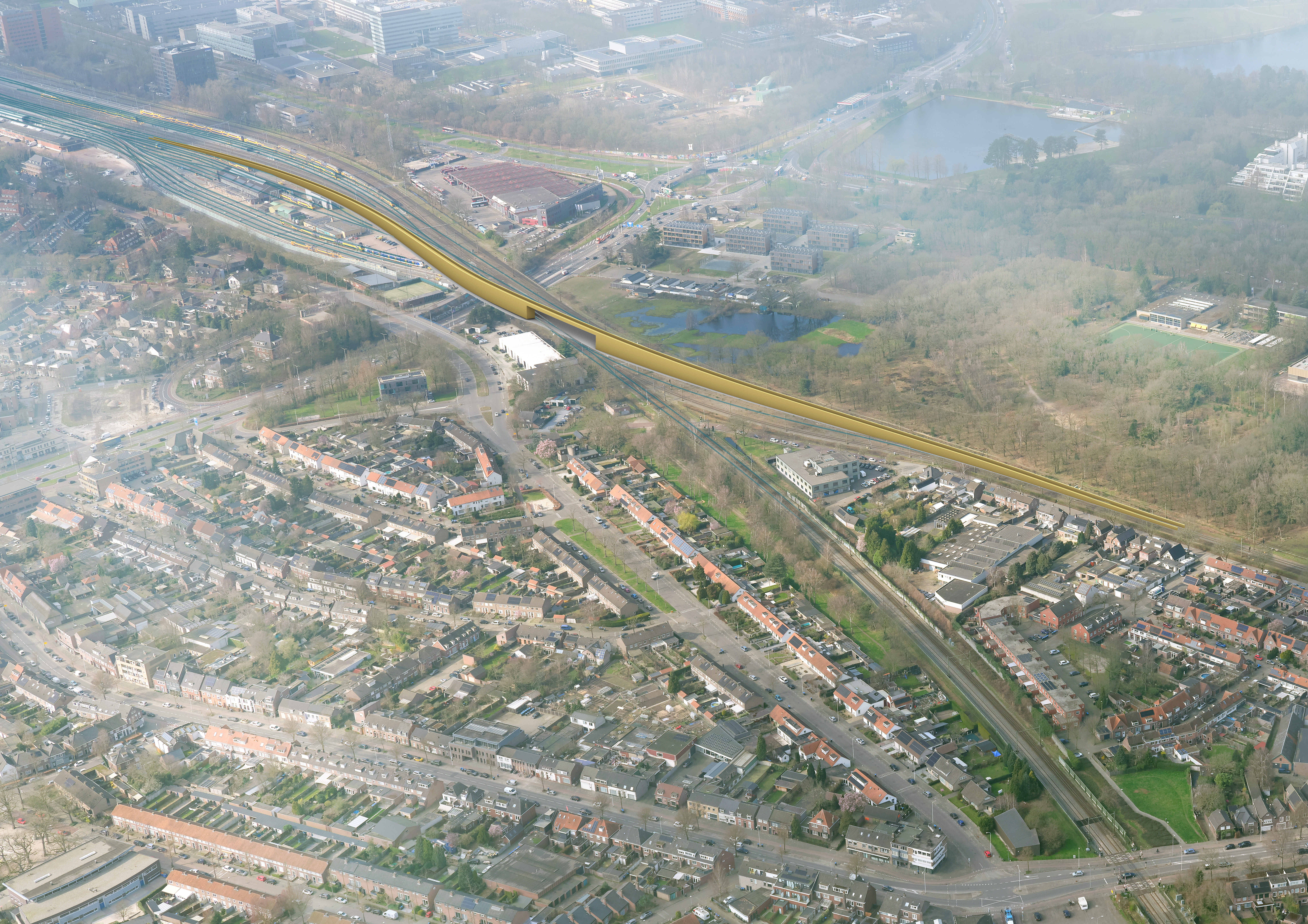 Impressie fly over naar Helmond