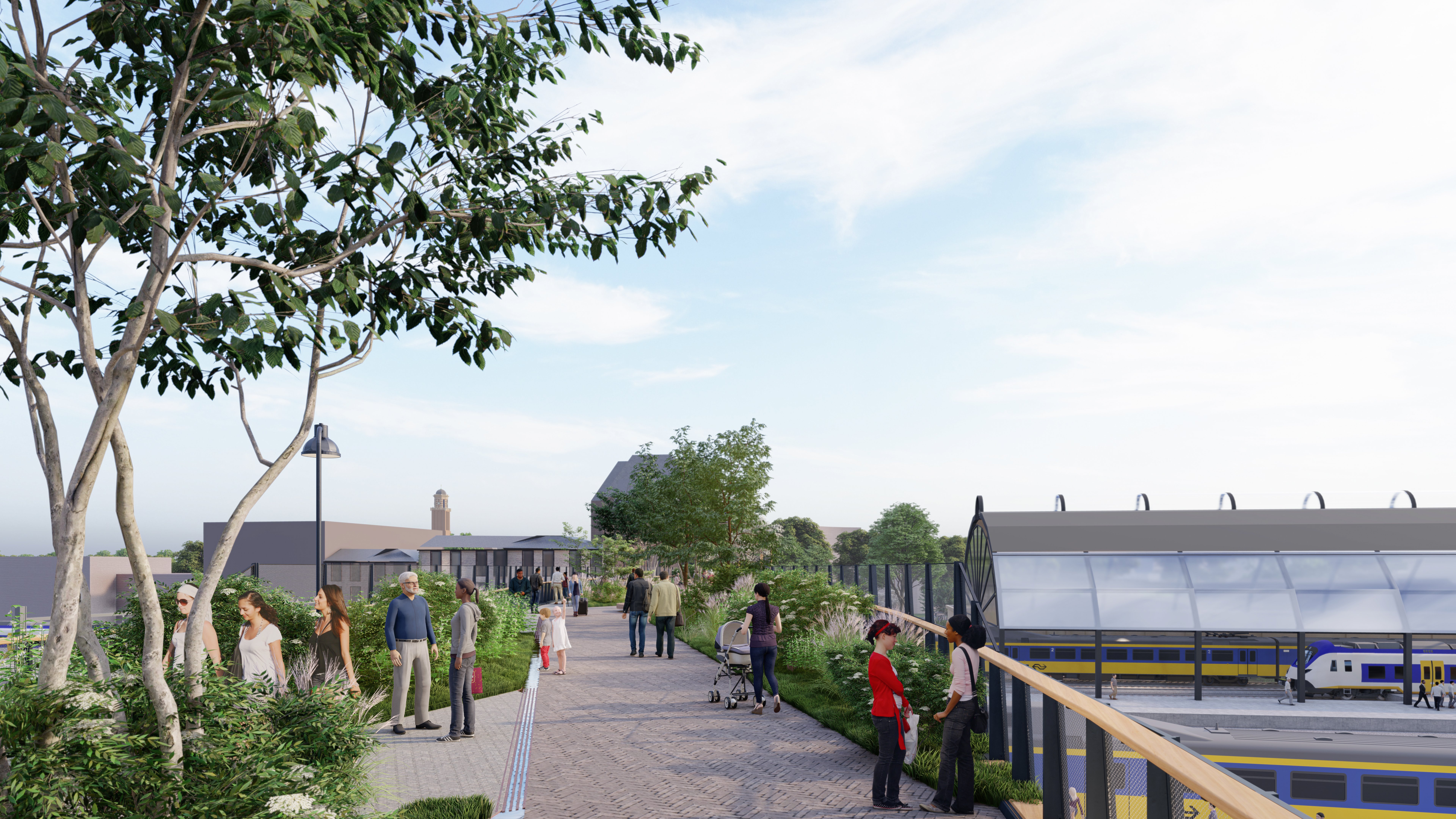 Houtbouw rond het spoor
