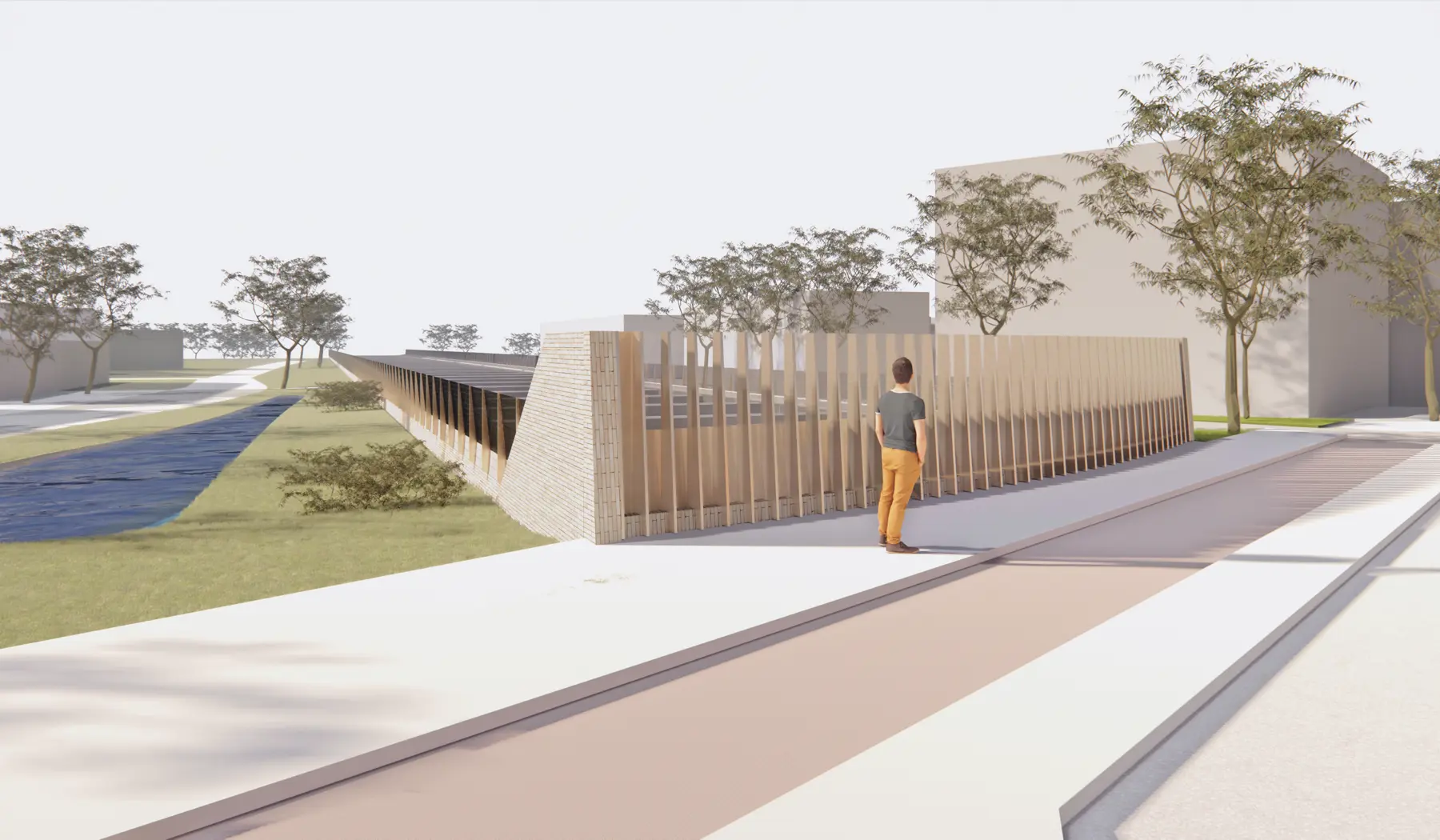 De doorgaande structuur van de Helvoirtseweg wordt doorgetrokken over de spoorbak