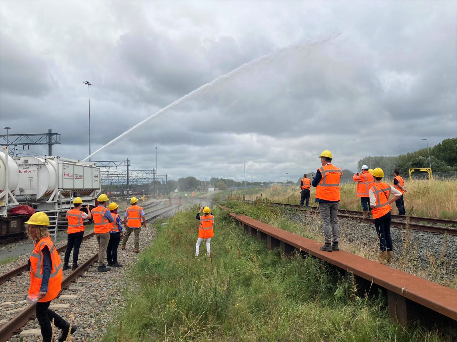 Demonstratie van de blustrein