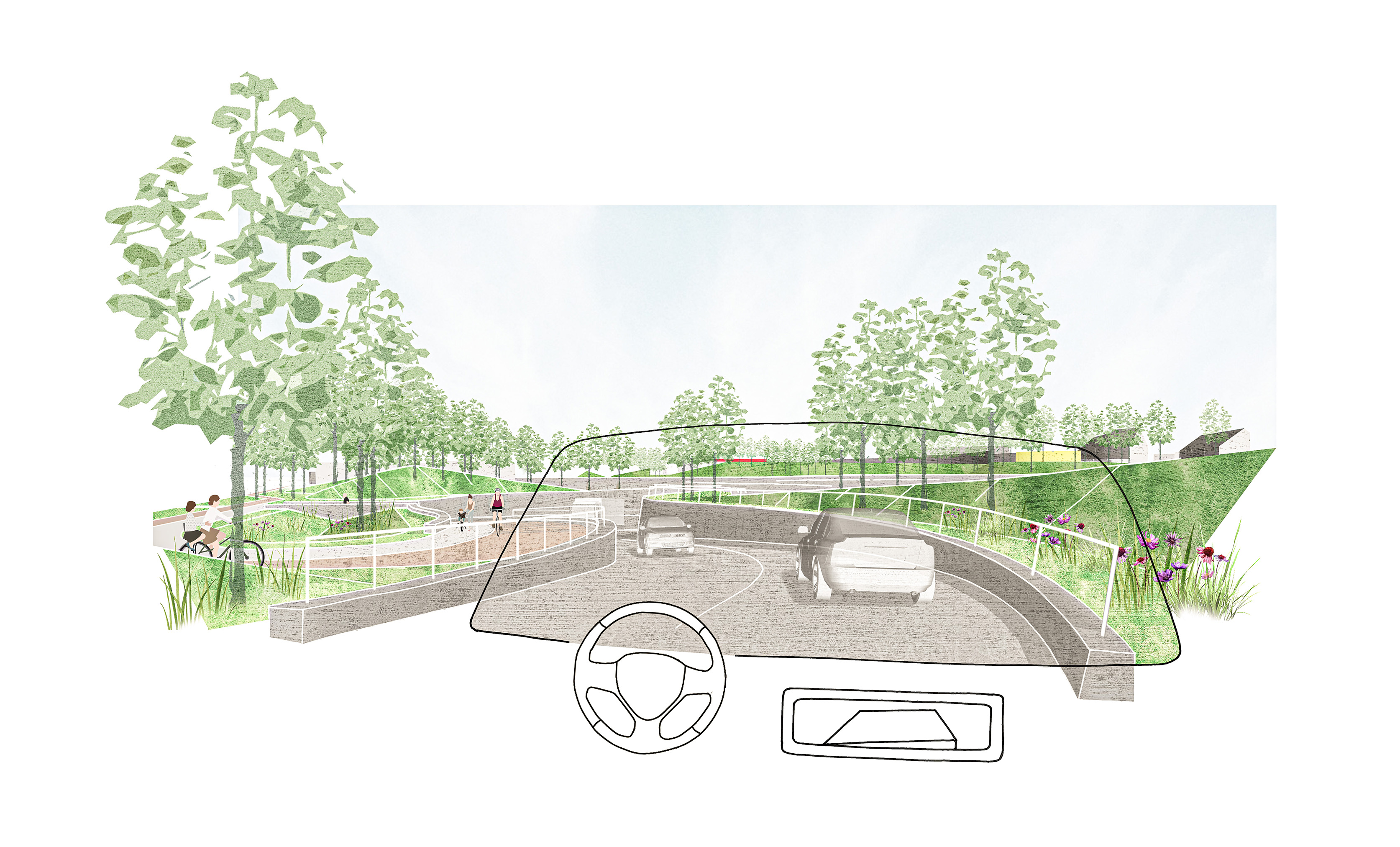 Impressie van de nieuwe onderdoorgang bij de vierpaardjes