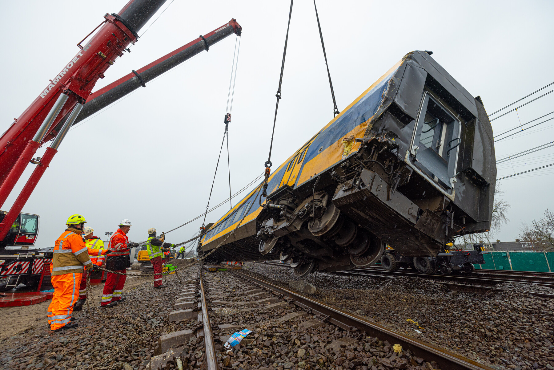 Het takelen van een treindeel