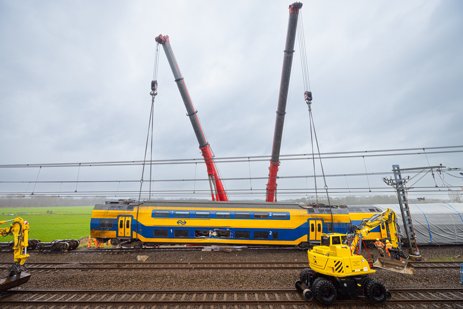 Het takelen van een treindeel