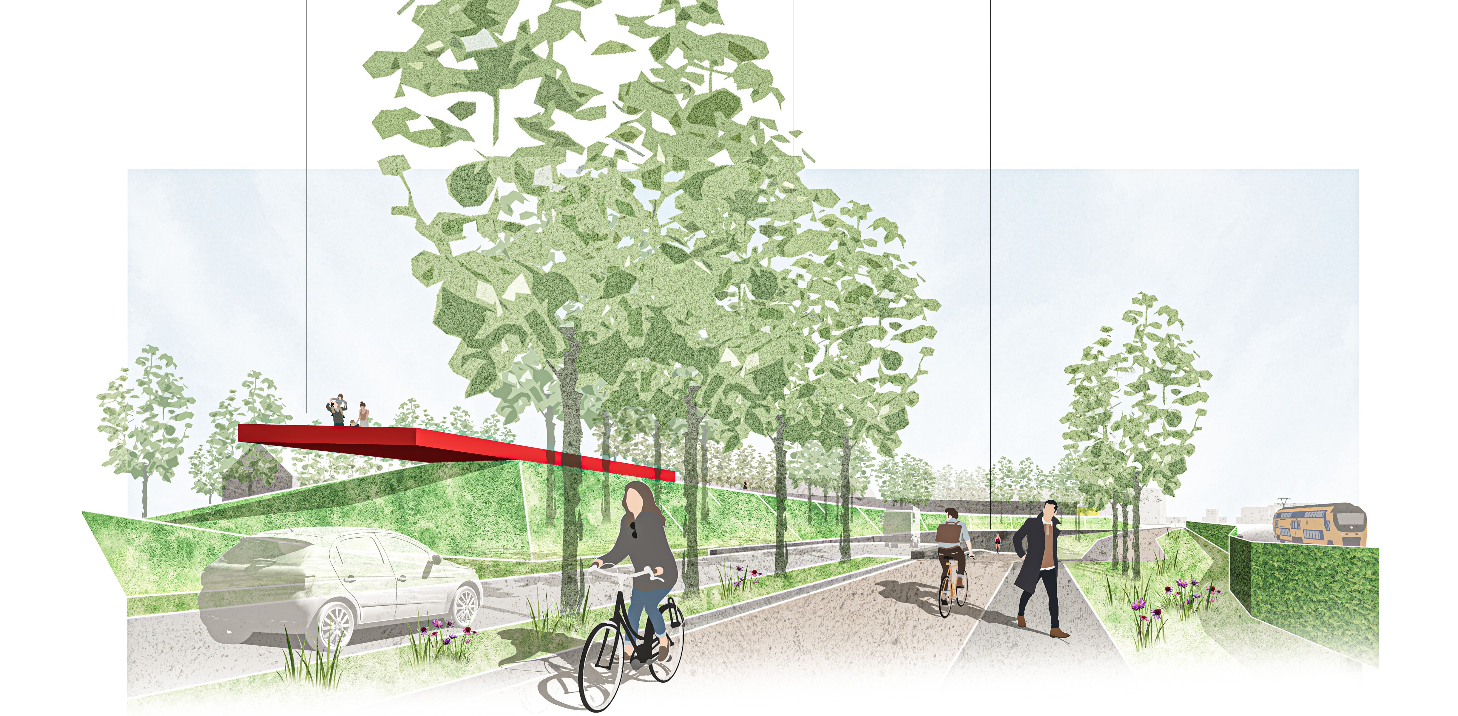 Impressie van de nieuwe onderdoorgang bij de vierpaardjes