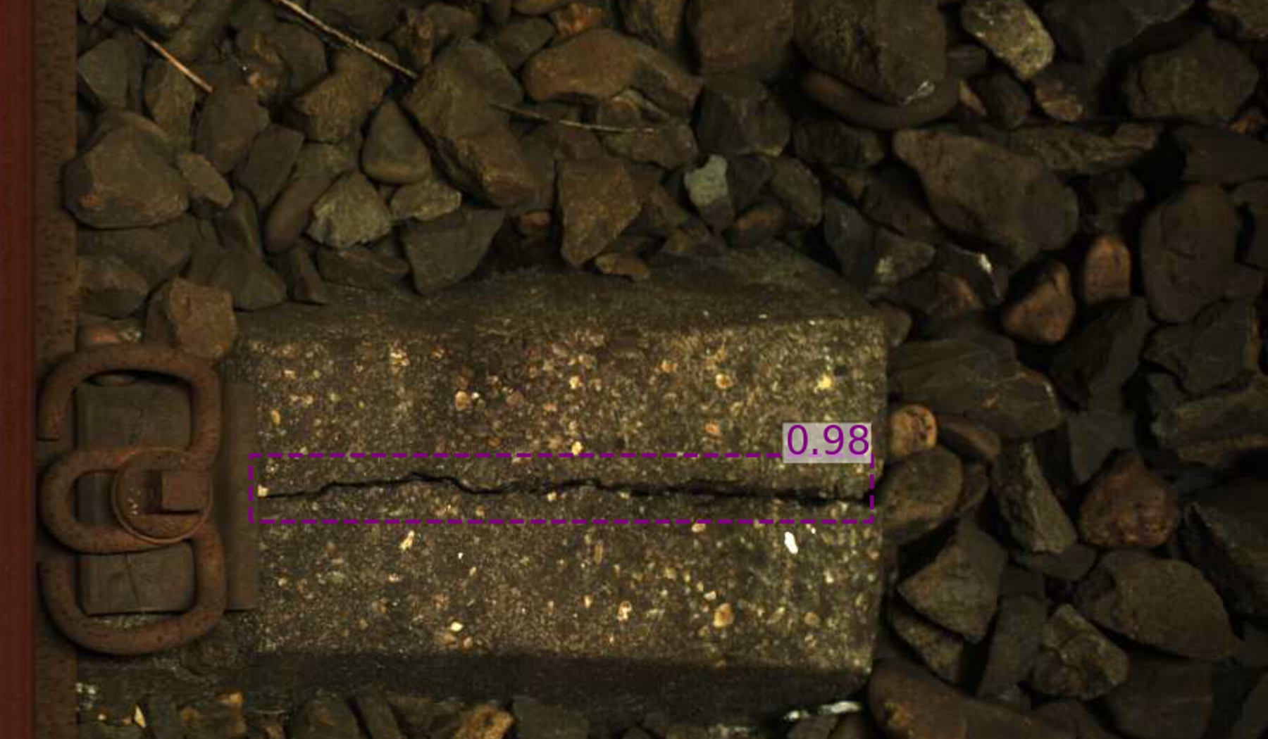 Boven een bepaalde breedte, maakt een scheur een dwarsliggers niet-functioneel. Dat is hier het geval