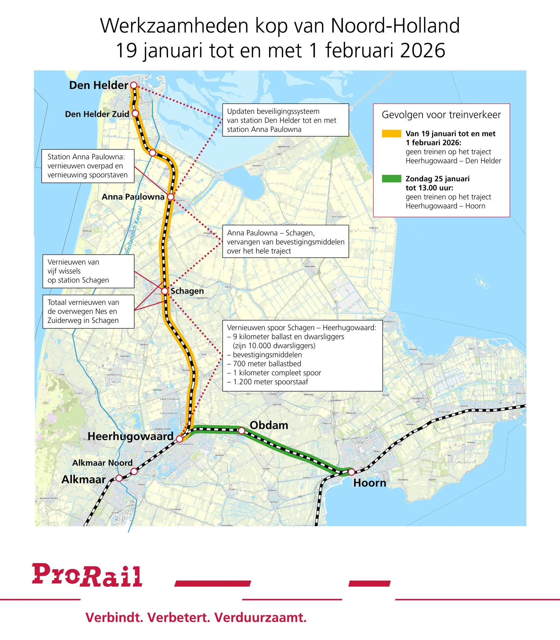 Kaartje met werkzaamheden