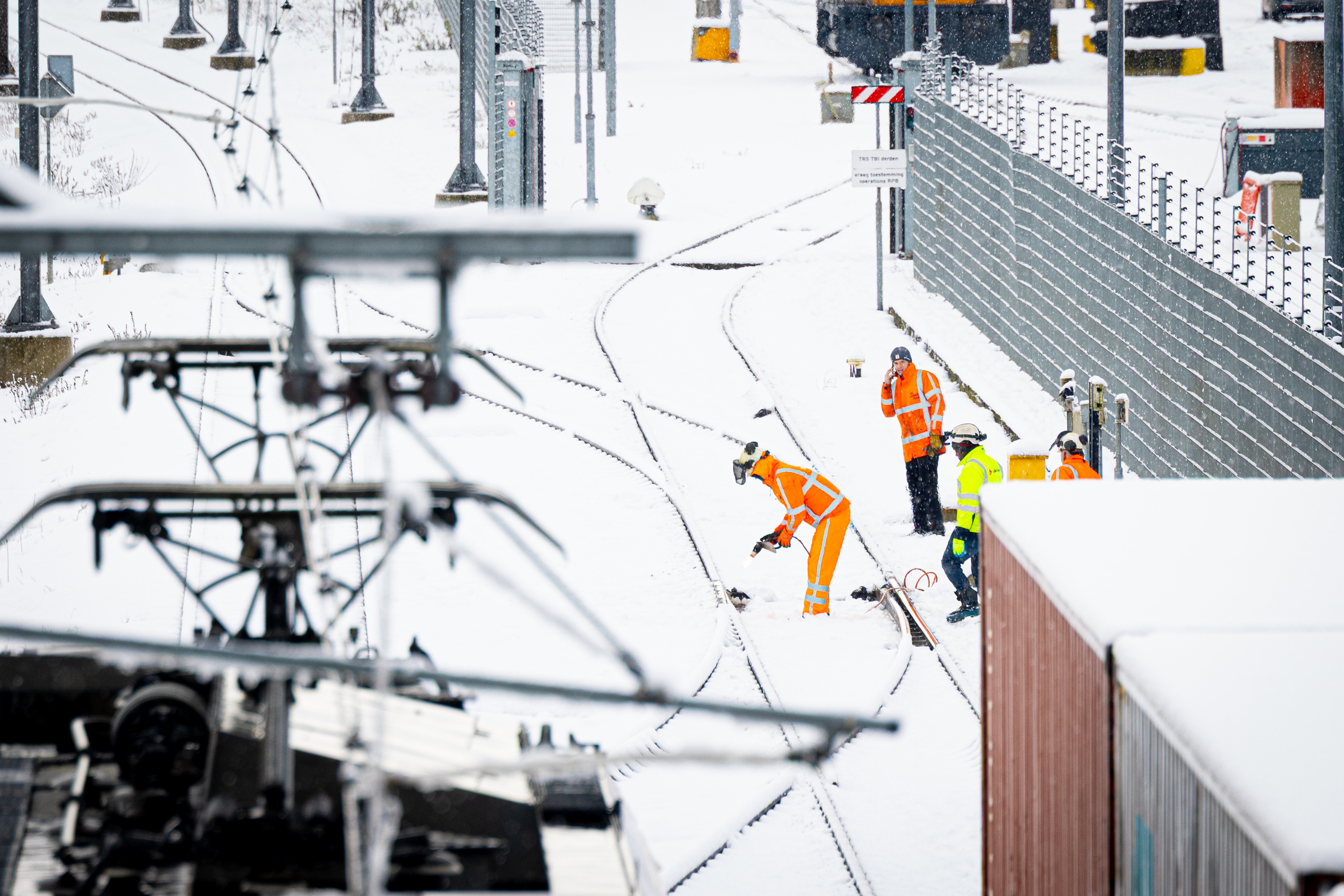 Aan het werk in de sneeuw