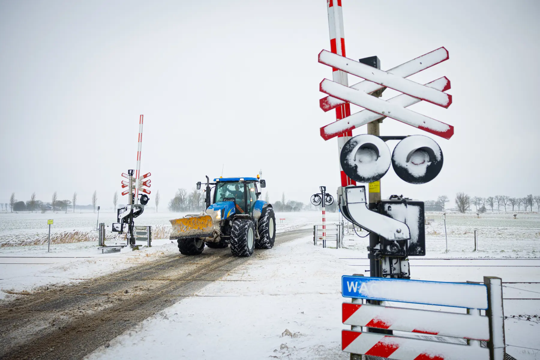 Een overweg vanmorgen in het noorden van het land