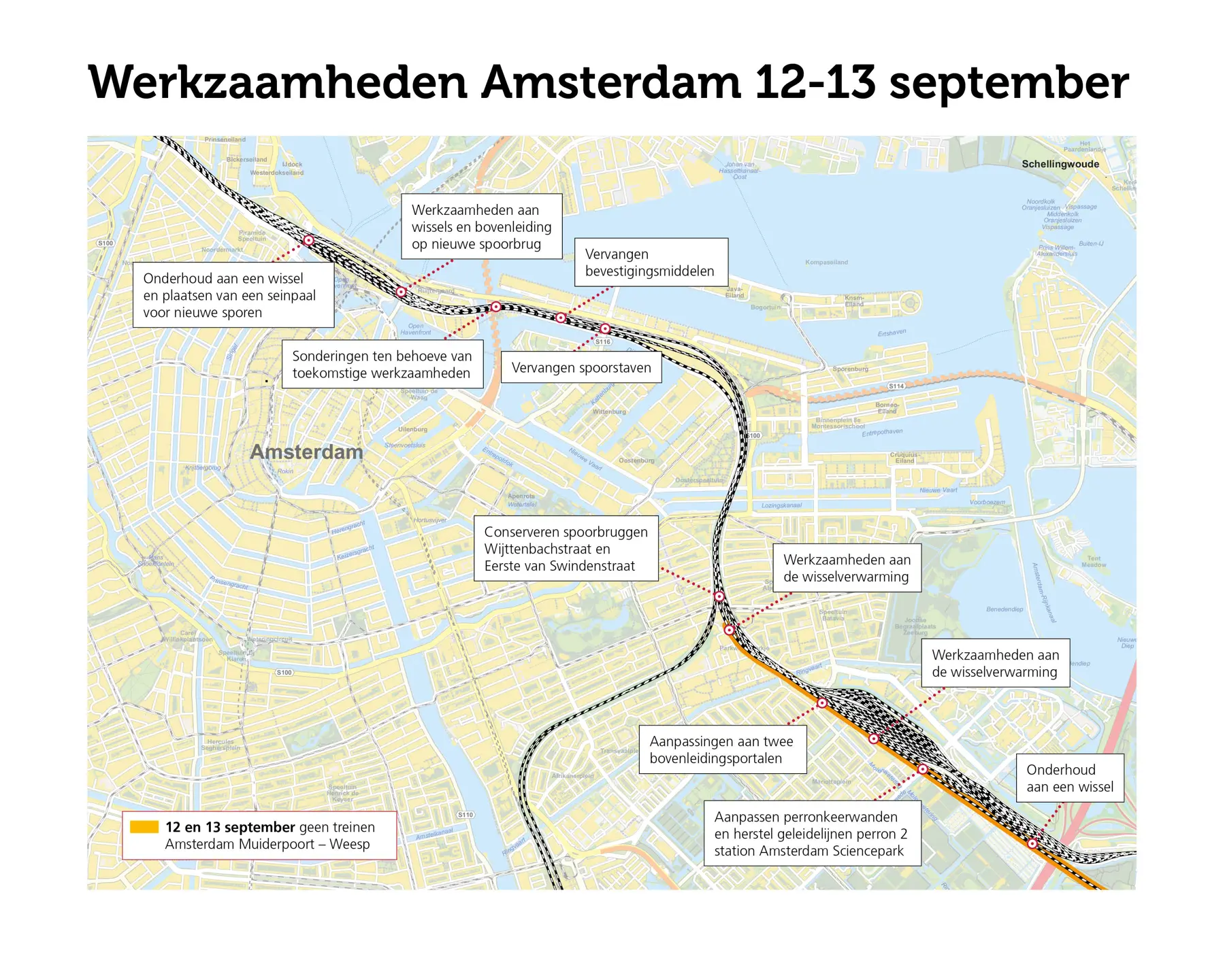 Werkzaamheden in en rond Amsterdam
