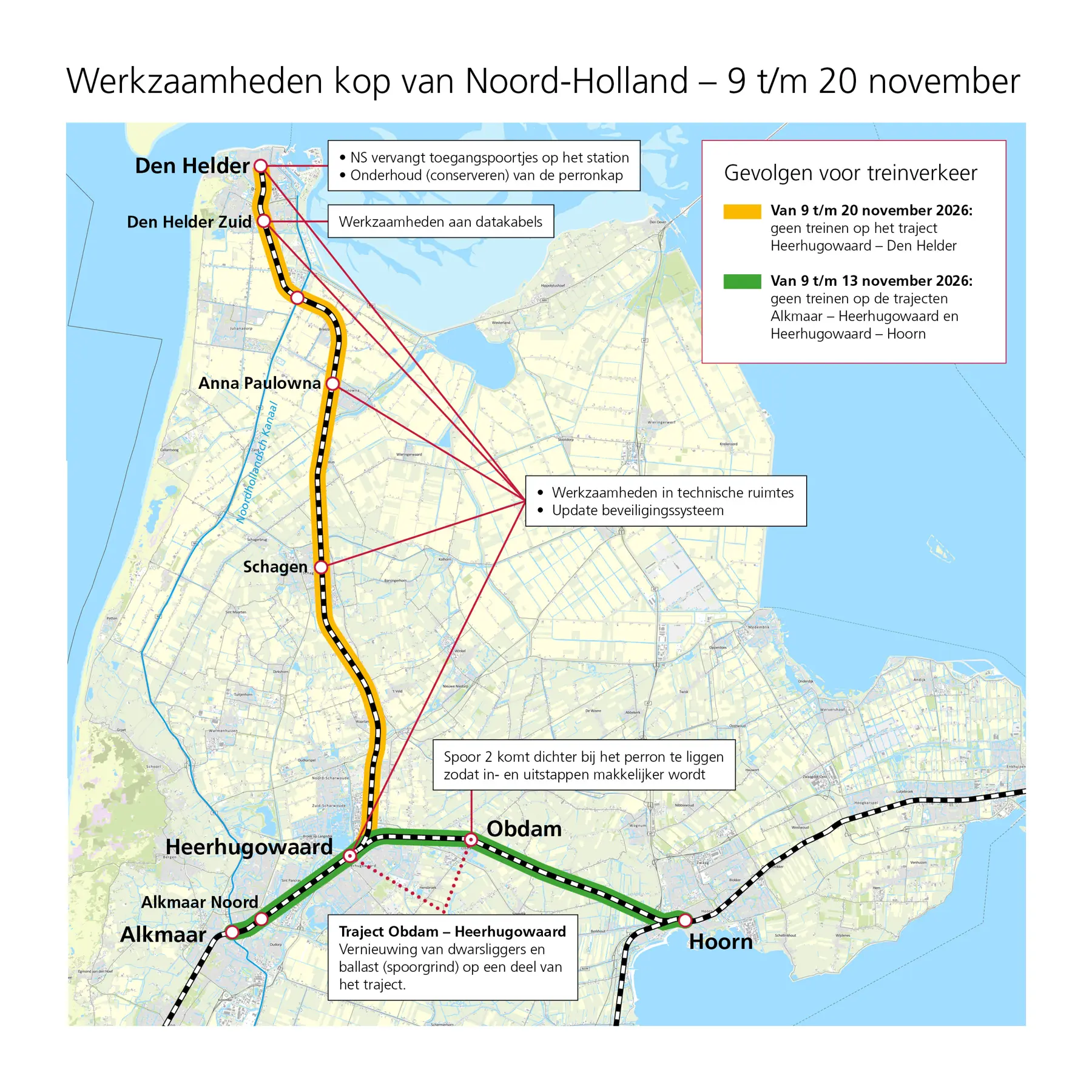 kaart met werkzaamheden