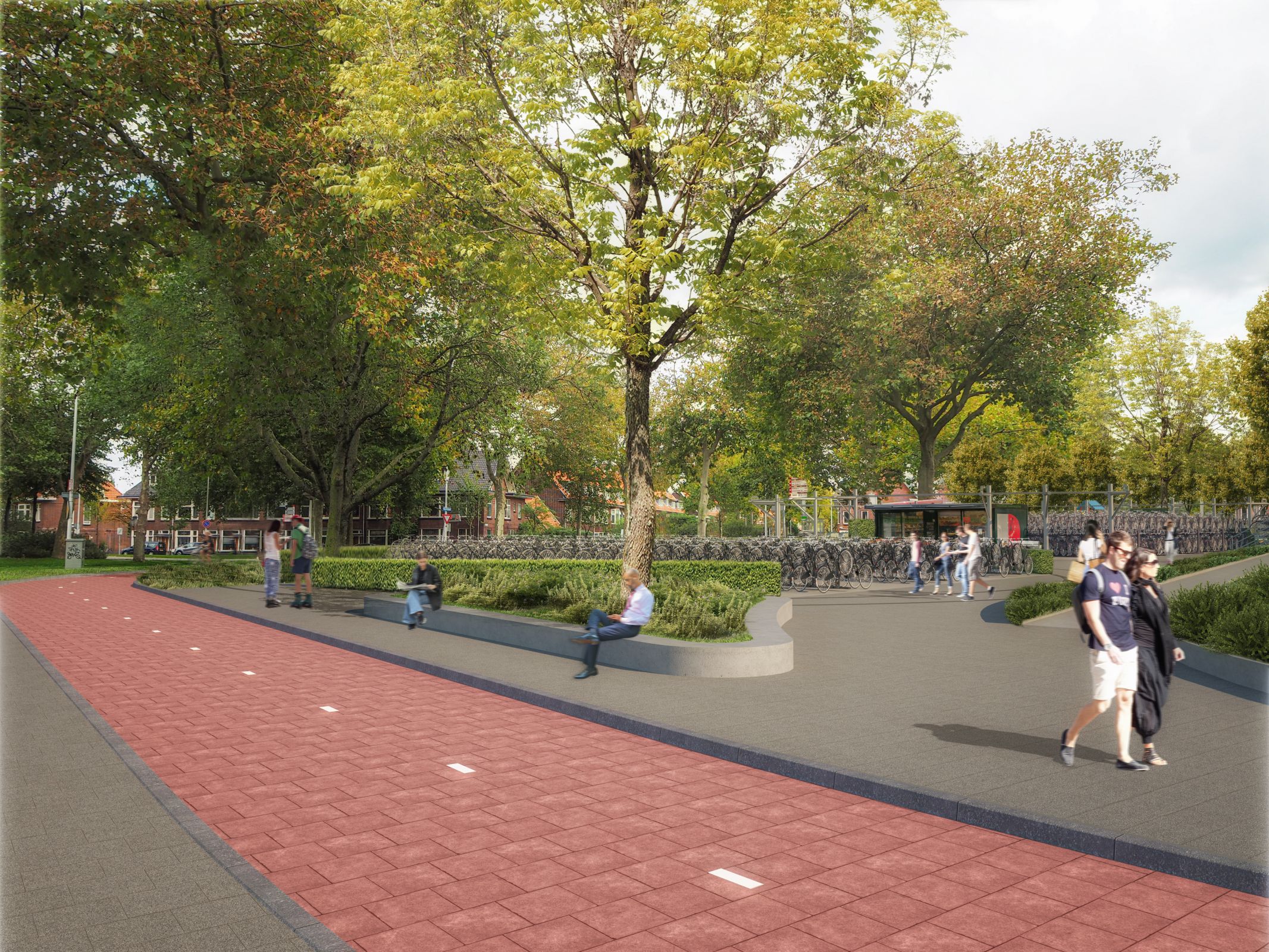 Zo moet het plein met de extra fietsparkeerplekken eruit gaan zien