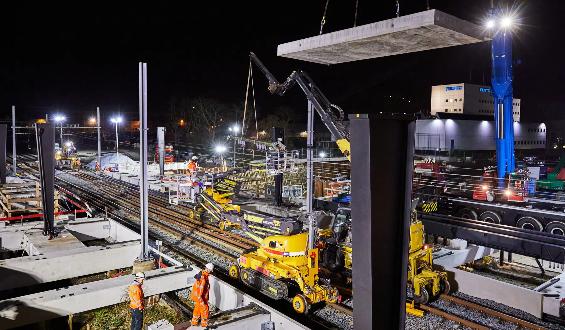 Perronplaat inhijsen