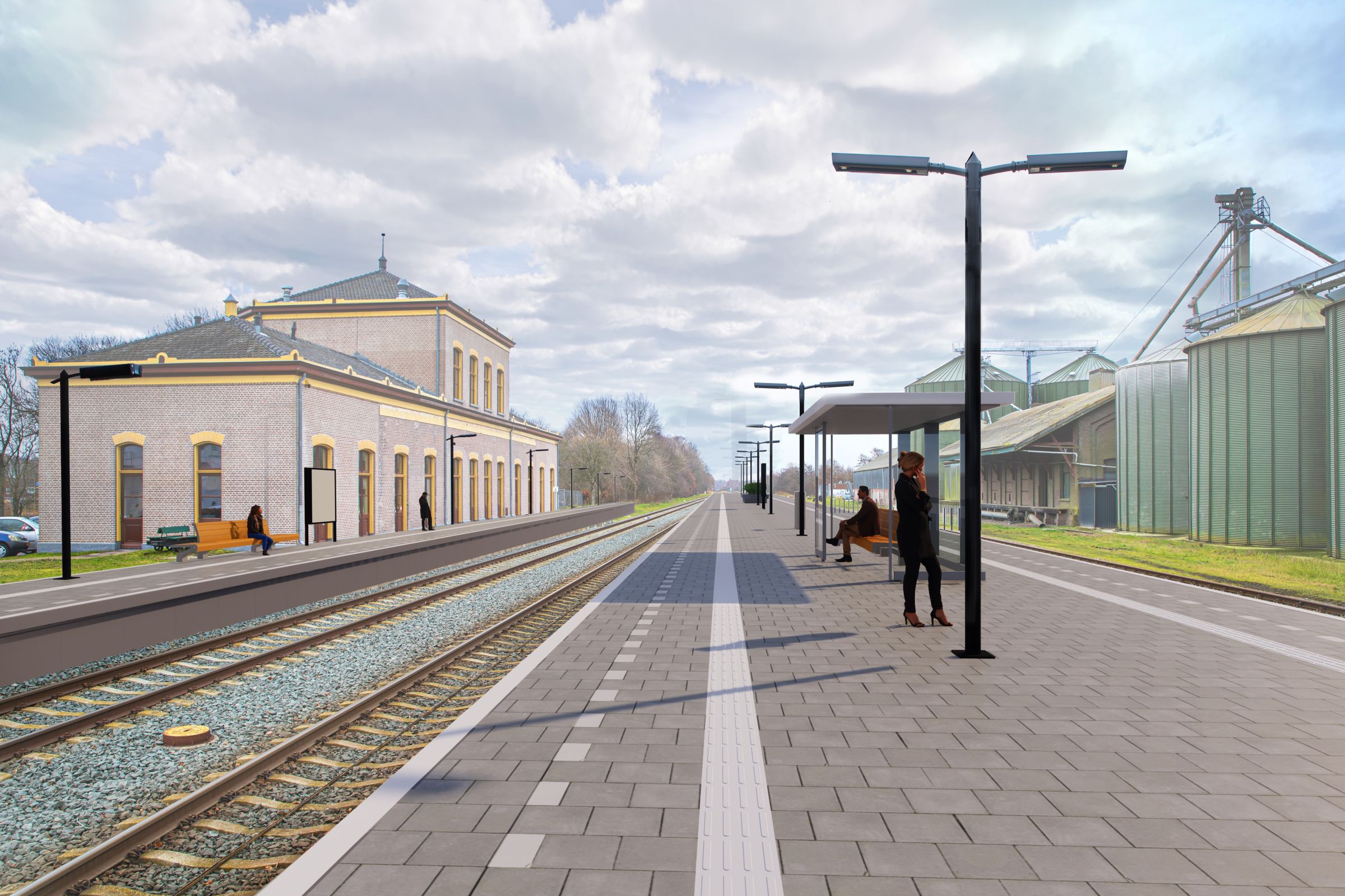 Visualisatie van het nieuwe perron in Zuidbroek