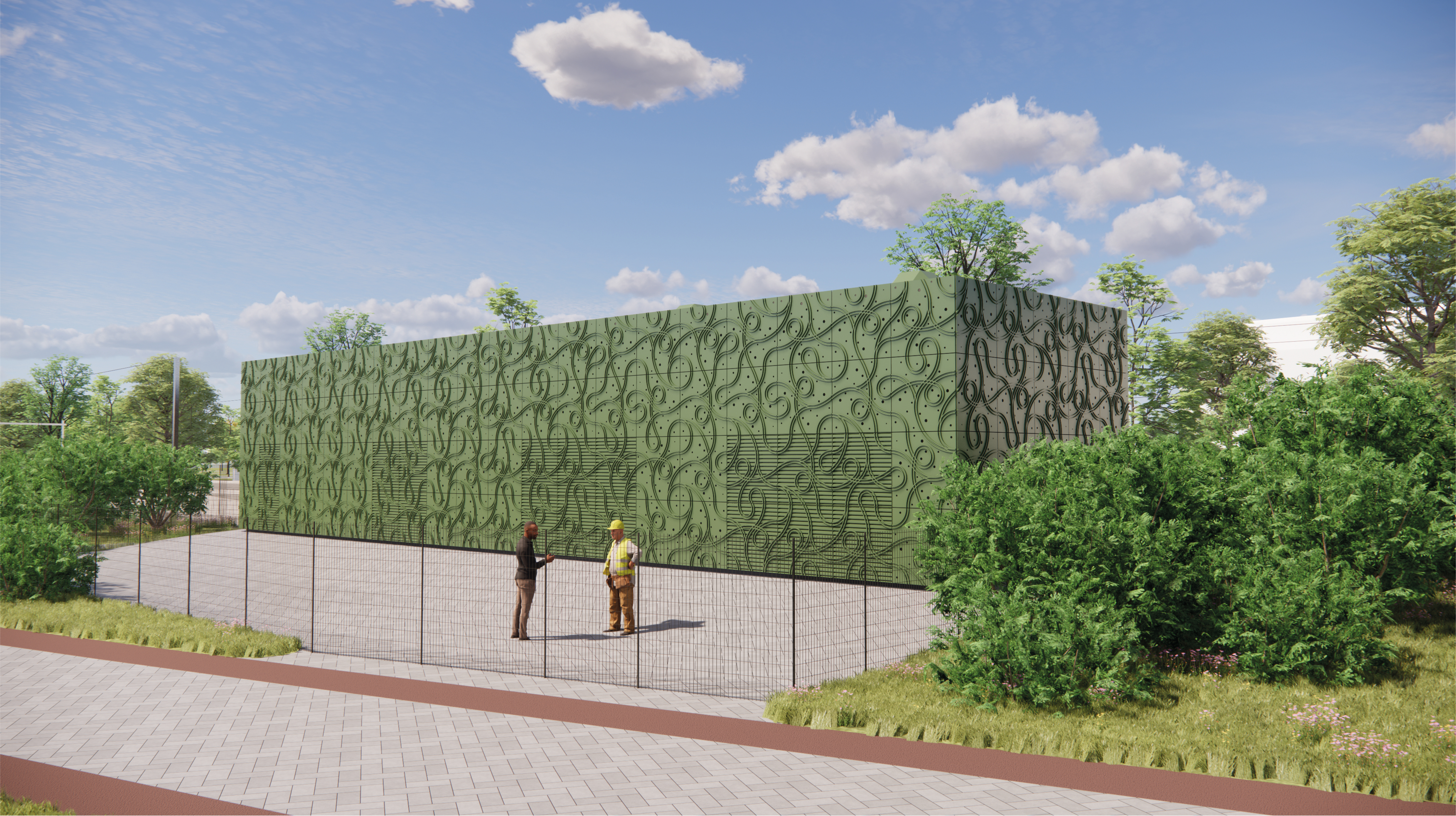 Impressie van het onderstation in Deurne, zijaanzicht rechts