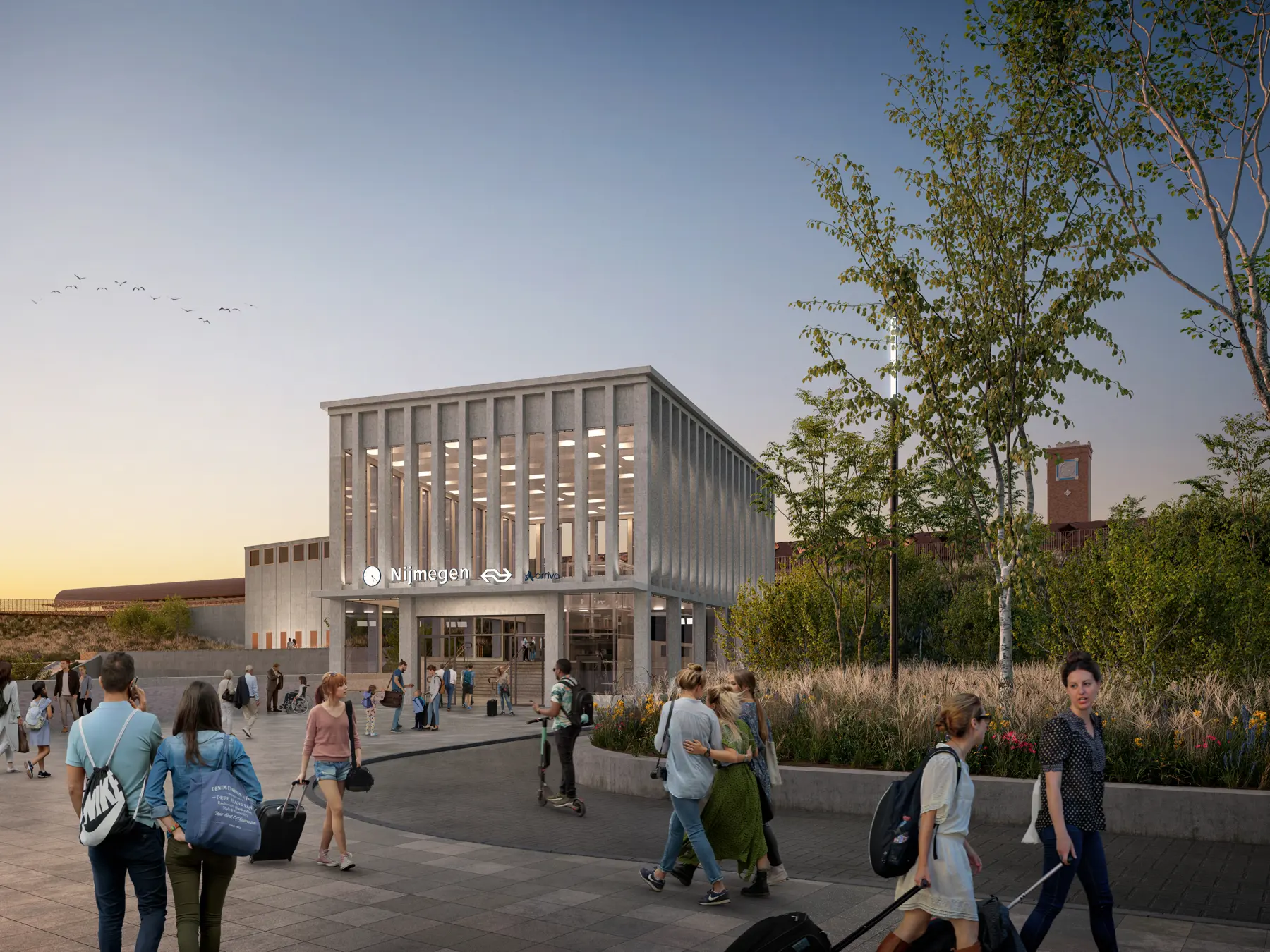 Een impressie van het verhoogde voorplein bij station Nijmegen