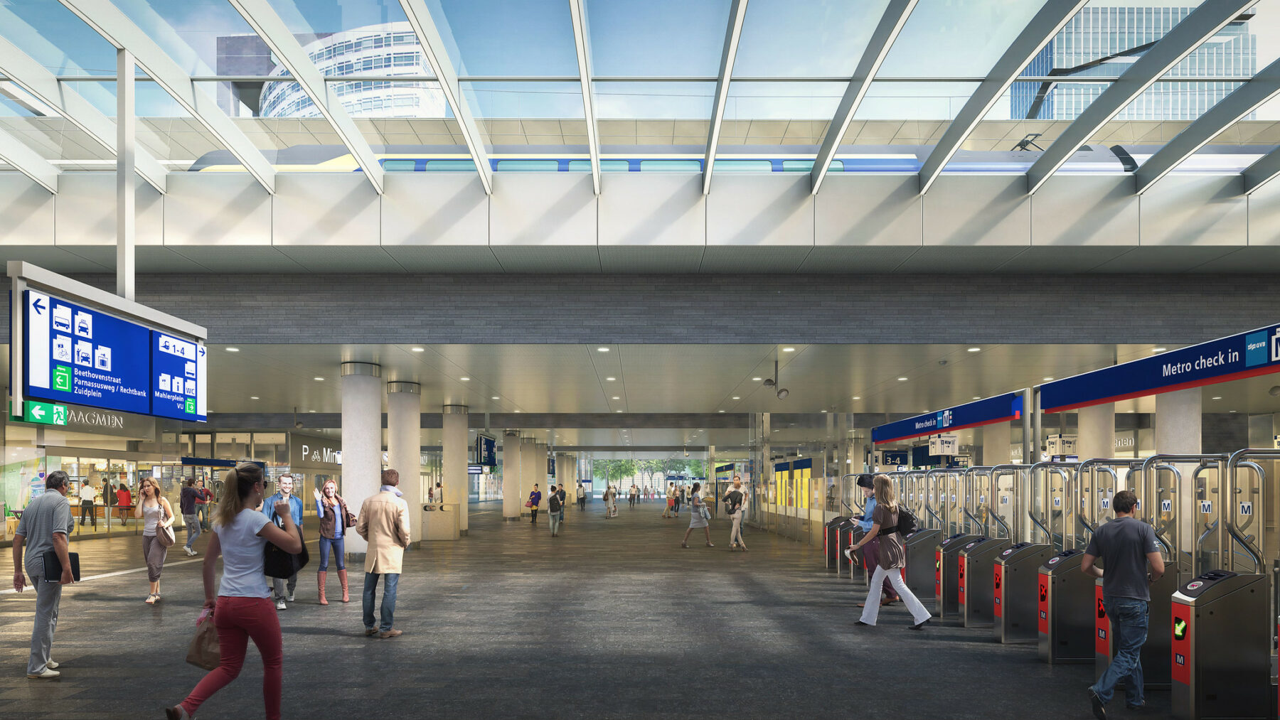 impressie Minervapassage station Amsterdam Zuid