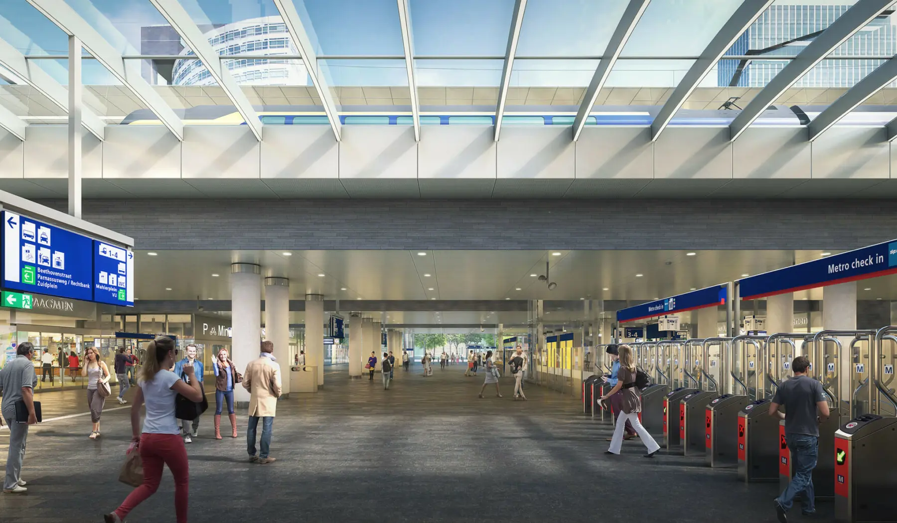 impressie Minervapassage station Amsterdam Zuid