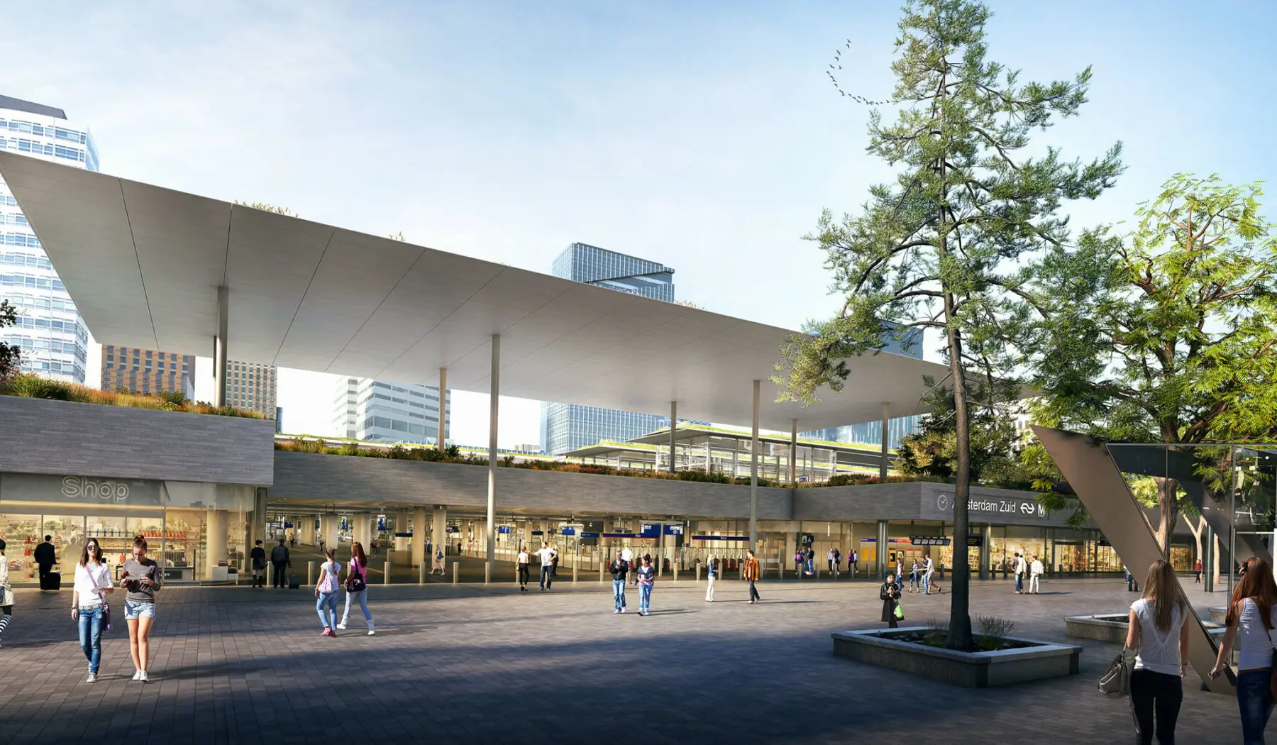 Impresssie Minervapassage vanaf Zuidplein noordzijde