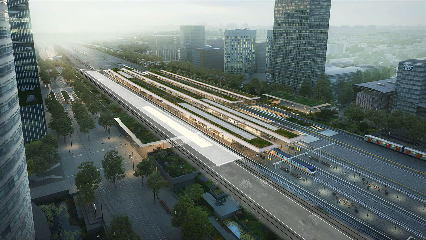 Schematische weergave van het derde treinperron