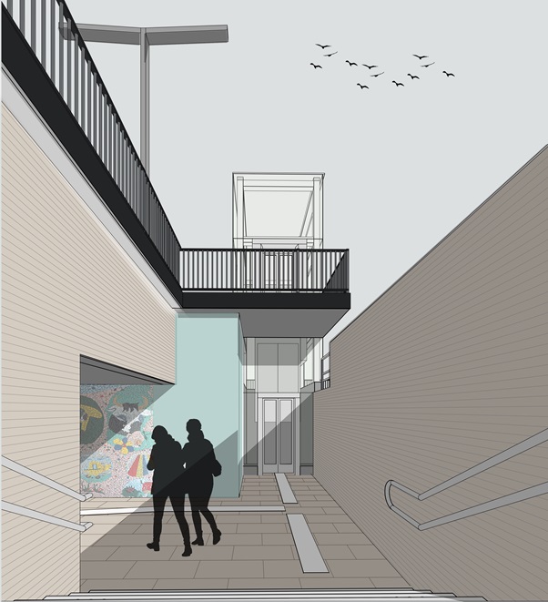 Impressie van het opgeknapte trappenhuis op Den Helder Zuid