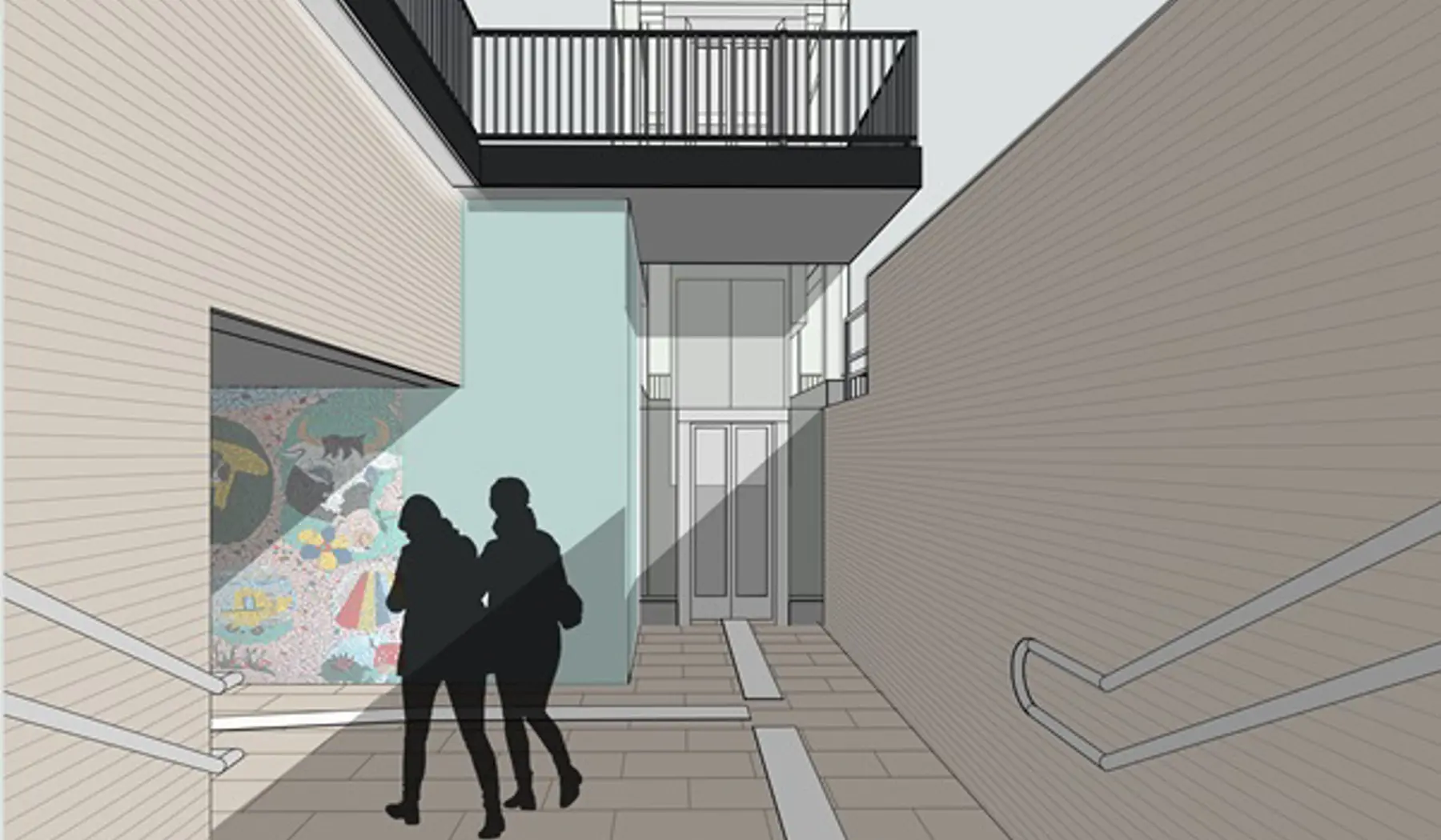 Impressie van het opgeknapte trappenhuis op Den Helder Zuid