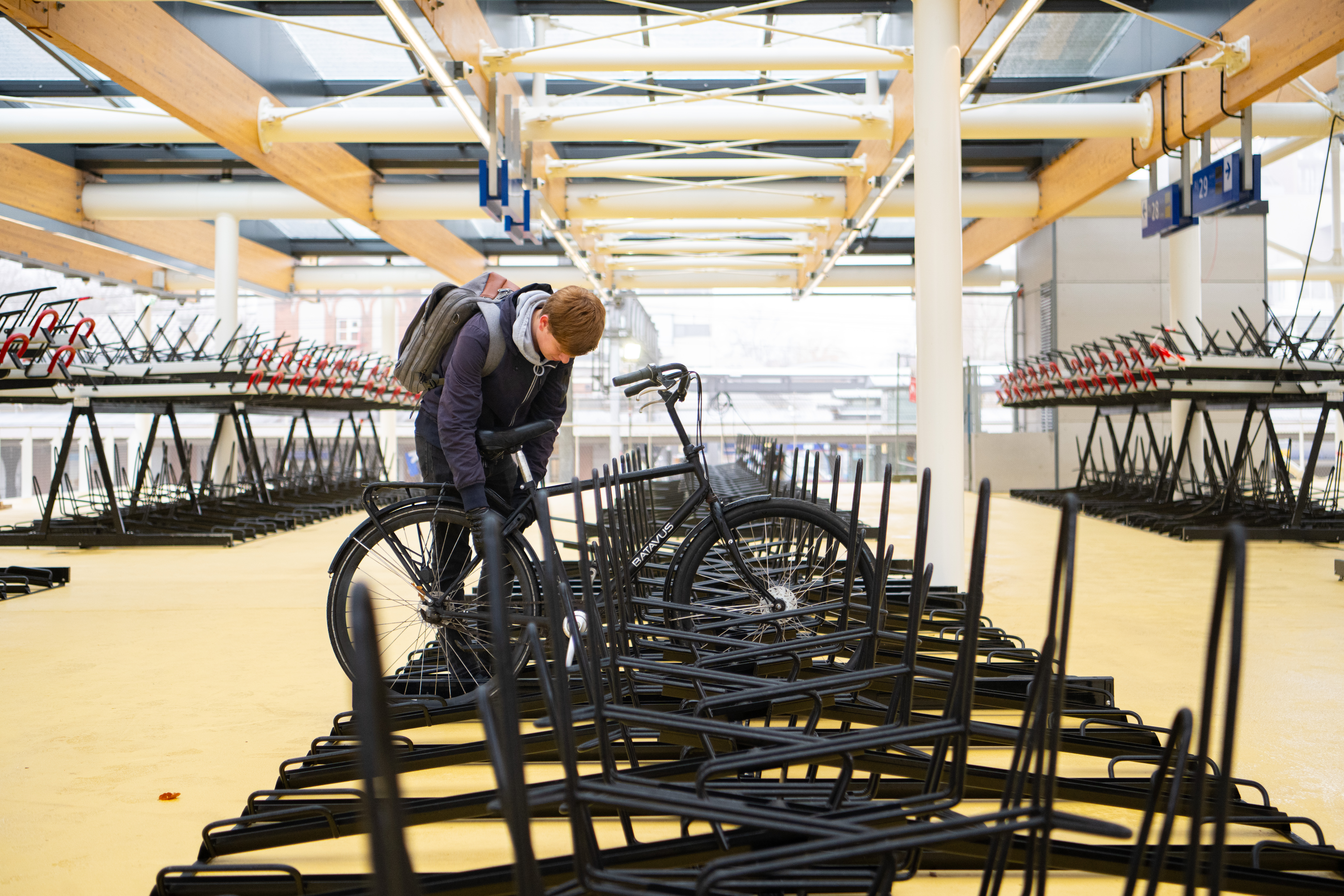 Binnenkant van de fietsenstalling