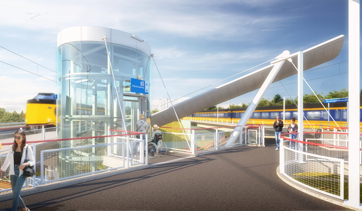 Visualisatie van de nieuwe lift op station Duivendrecht