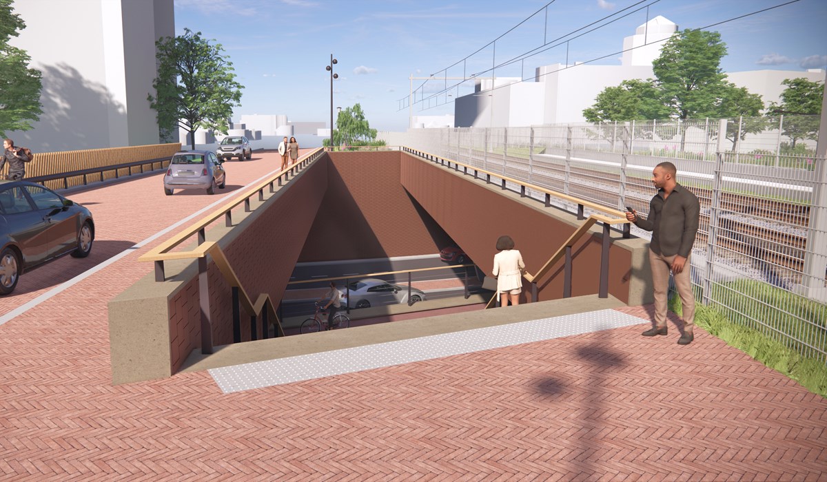 Impressie: met deze trap wordt het stationsgebied straks ook goed bereikbaar voor voetgangers