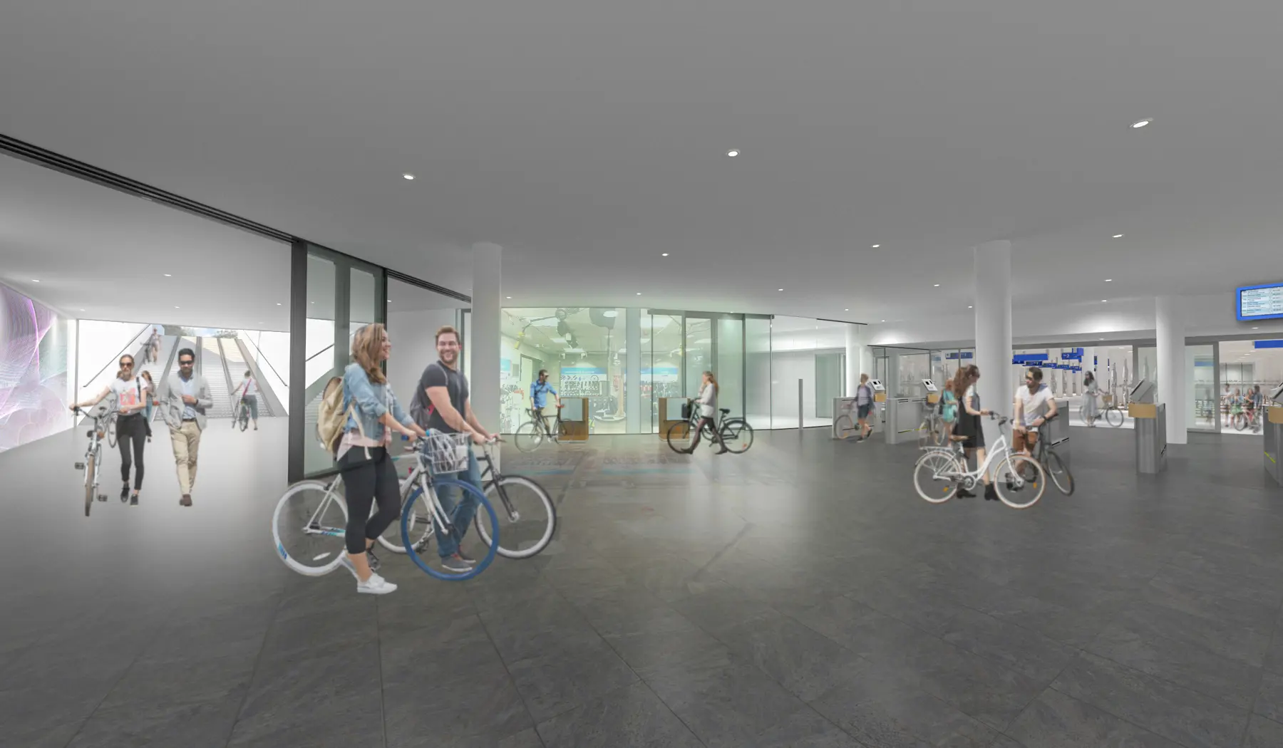 Impressie van de fietsenstalling Eindhoven Centraal - nieuwe ingang fietsers onder het station