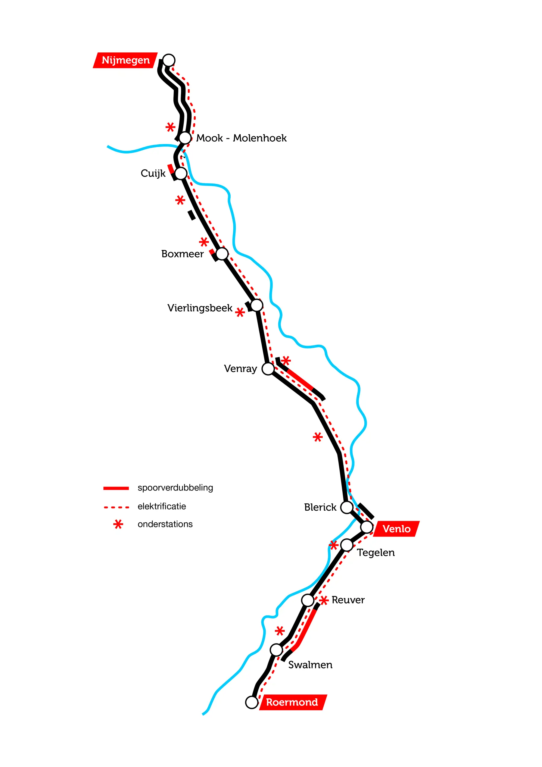De Maaslijn op kaart