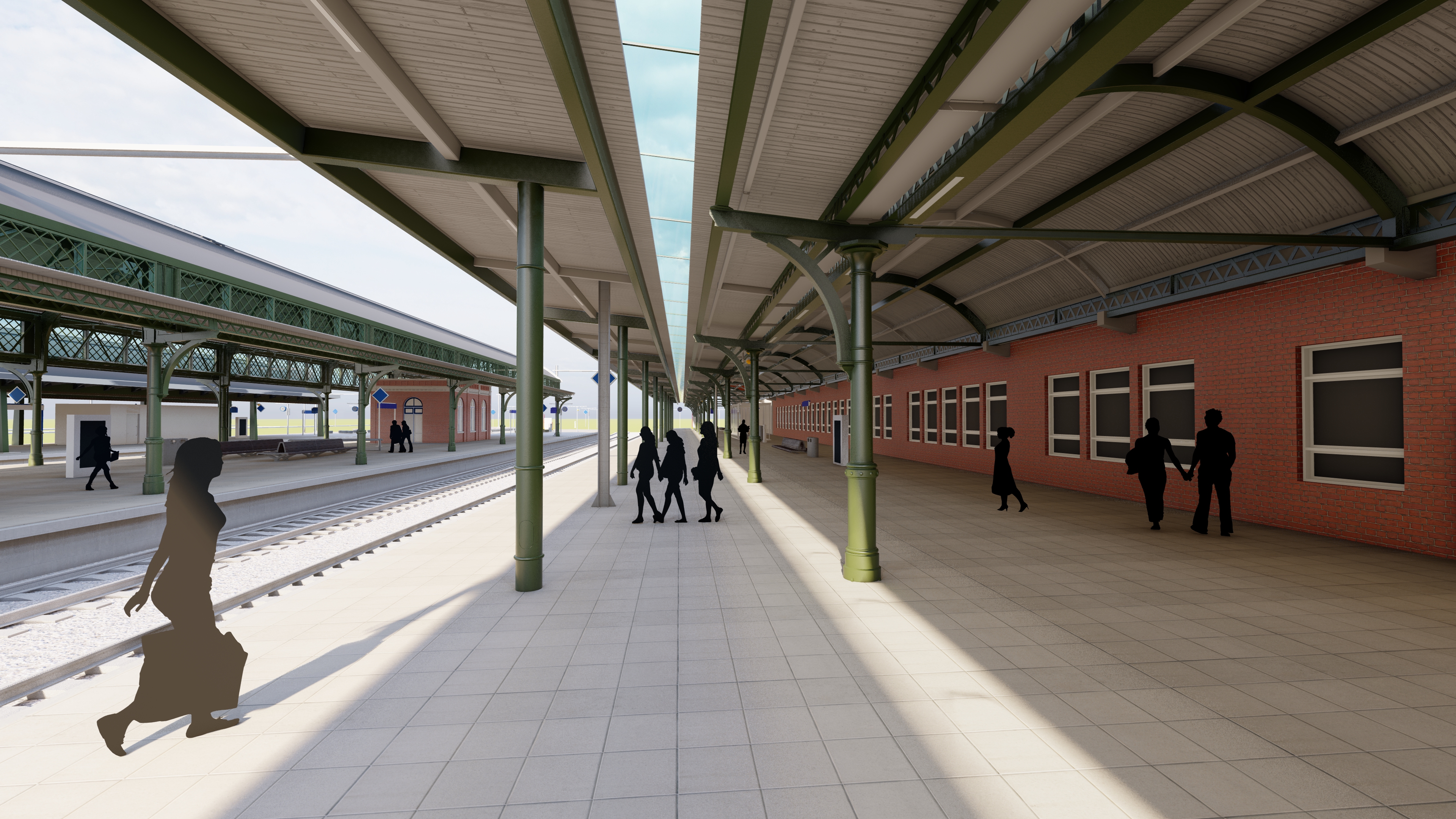 Impressie van de overkapping op het verbrede perron 1a (beeld Arcadis)