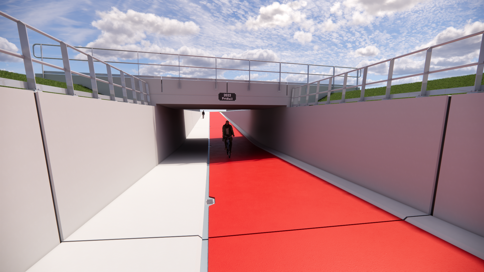 Impressie van de tunnel voor fietsers en voetgangers in Olst