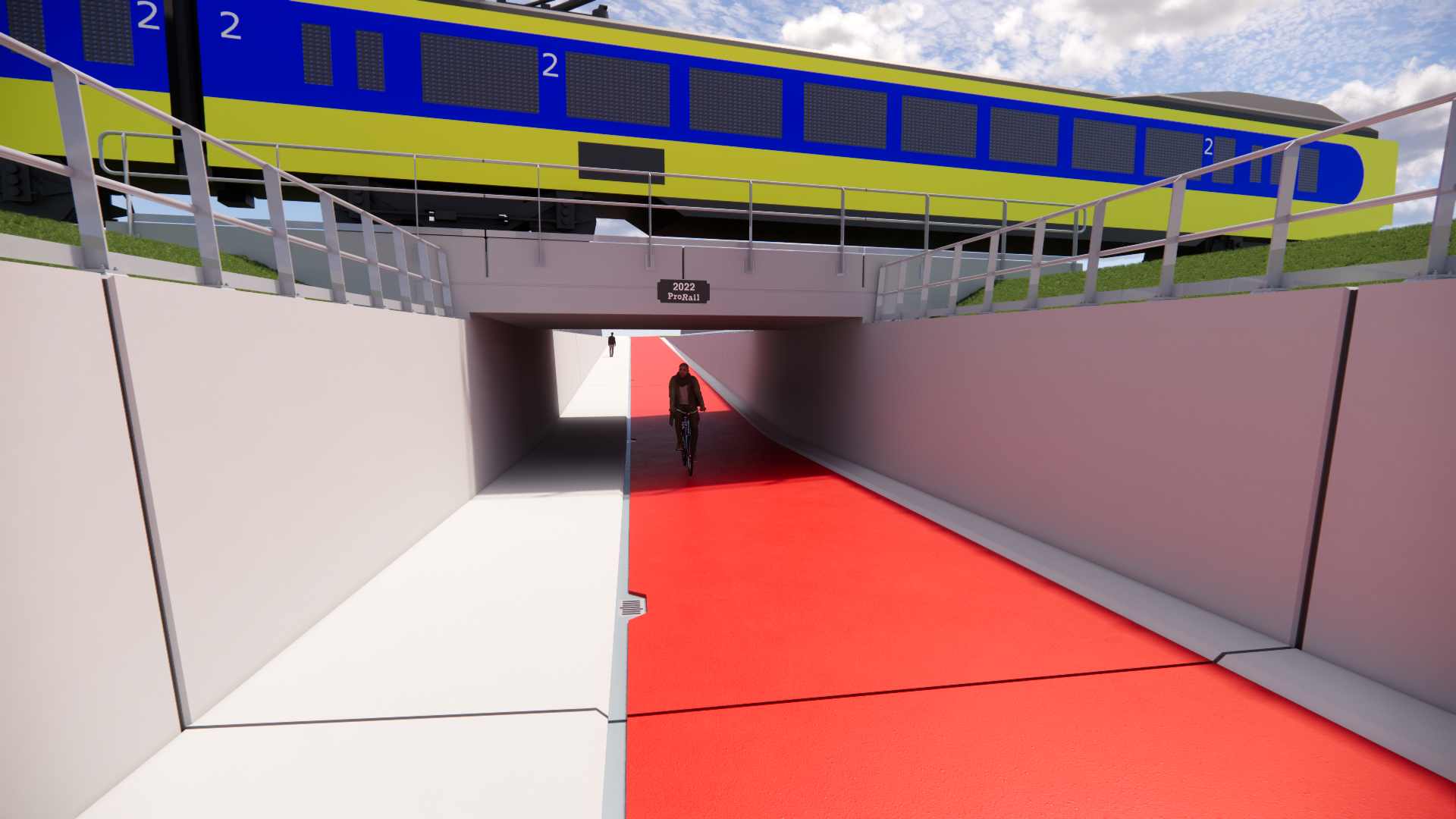 Impressie van de tunnel voor fietsers en voetgangers in Olst