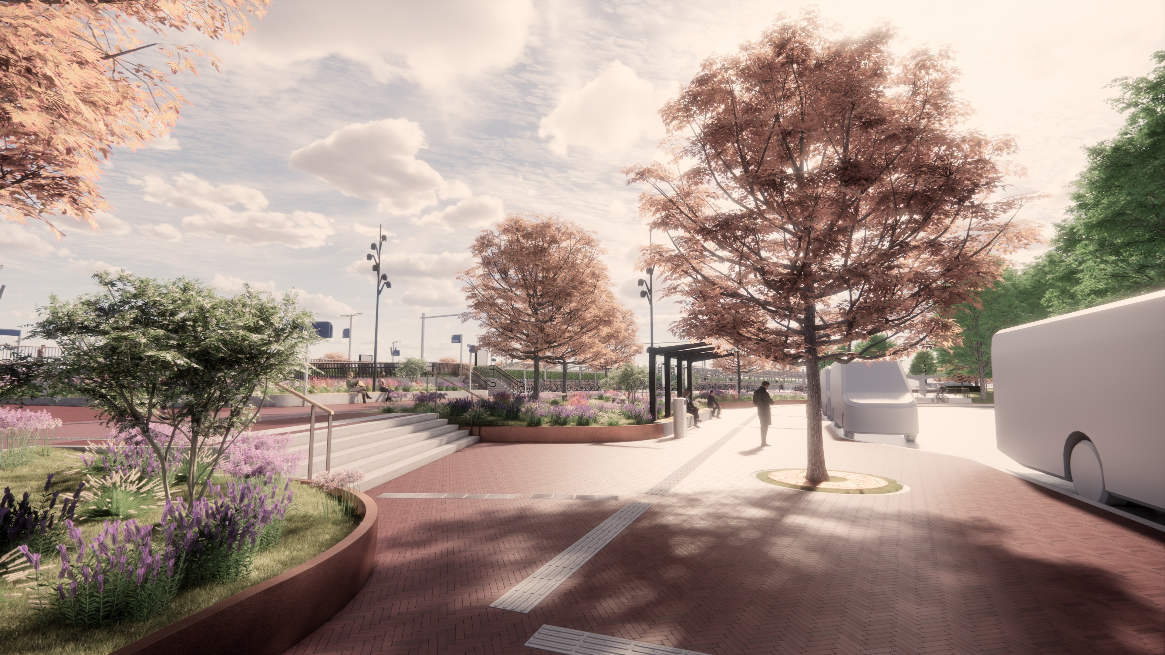 Impressie van het nieuwe voorplein in Raalte (gemaakt door Arcadis)