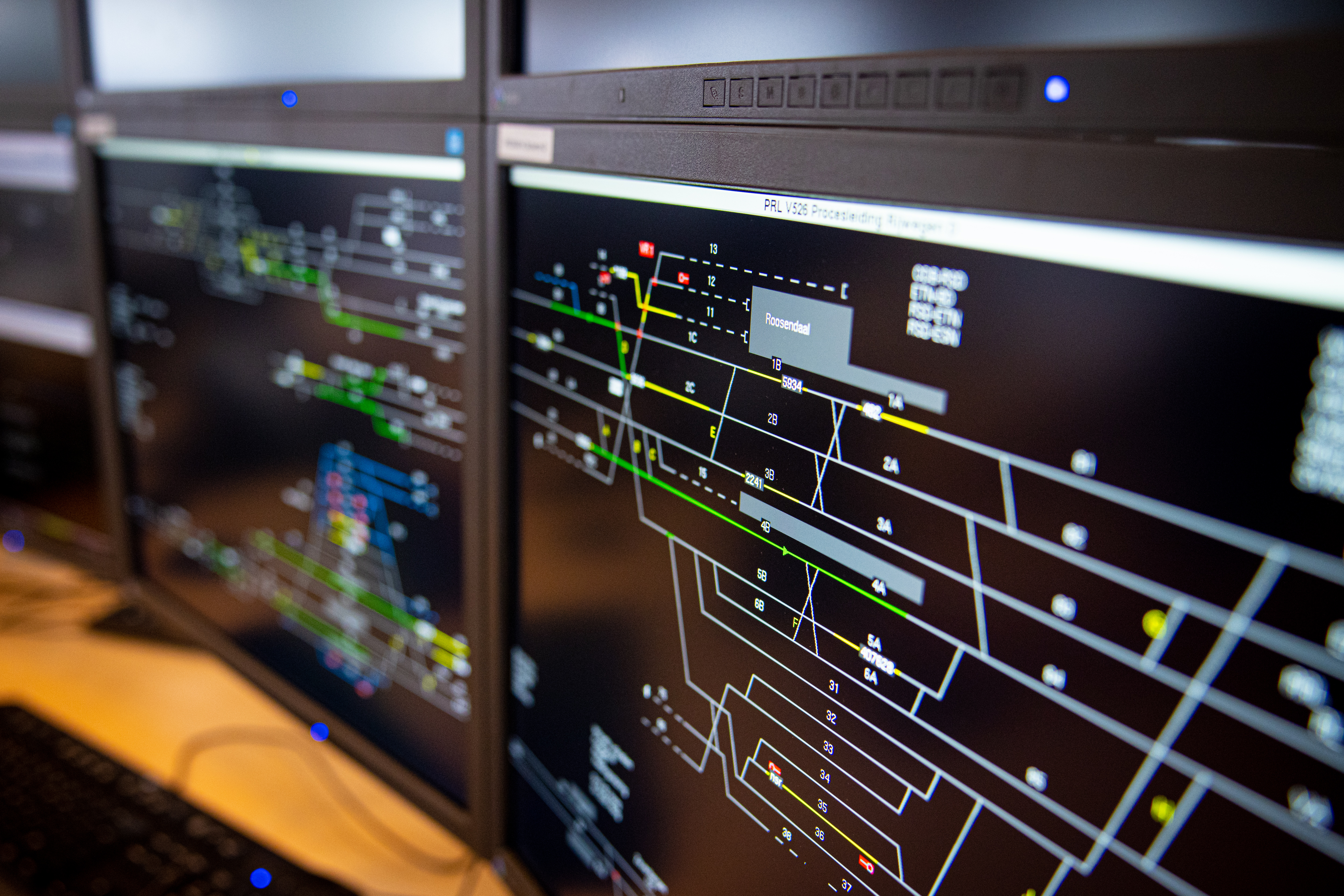 De schermen waarop Tommy werkt 