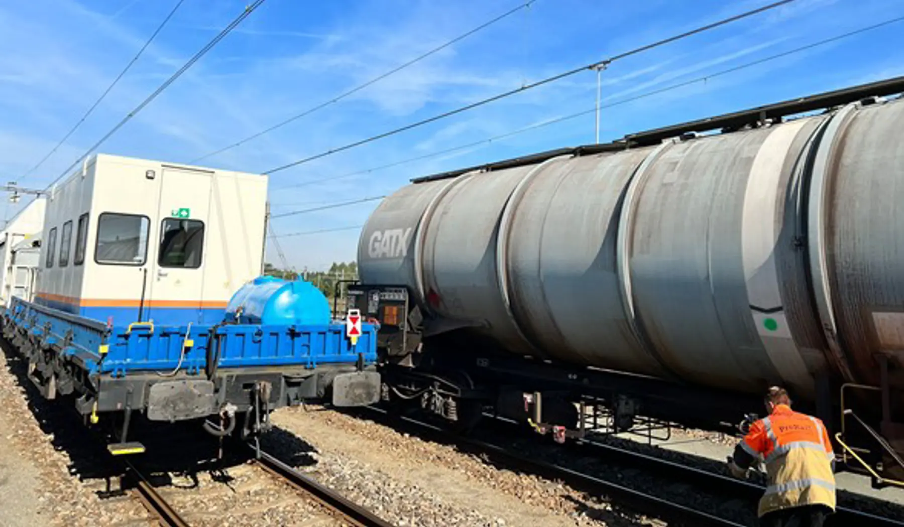 Stilstaande wagon op Kijfhoek naast de inzet van de MWP, incl. explosiegevaar-meting door ICB