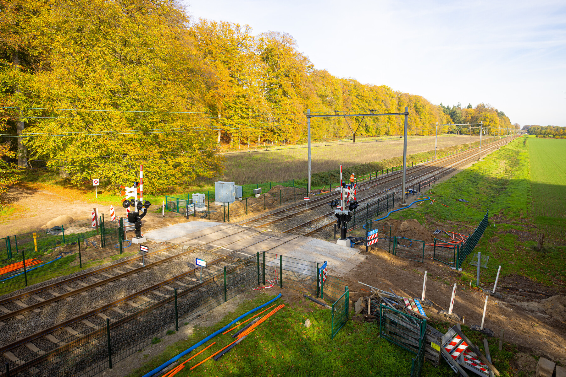 De spoorovergang Middachterallee is beveiligd met een ahob-installatie